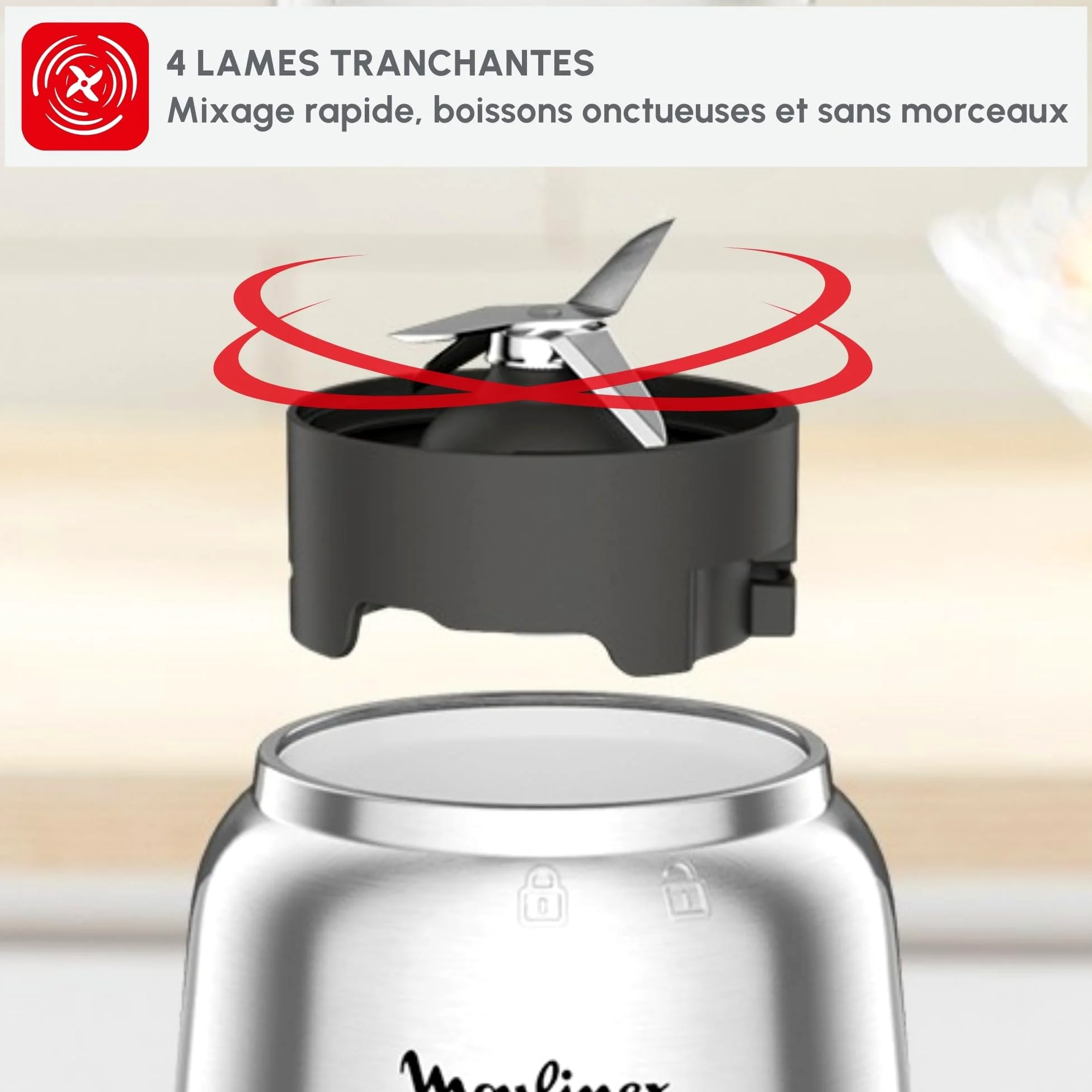 Moulinex Mix & Move Blender mixeur, 300W, Capacité utile 0,6 L, 2 bouteilles à emporter en Tritan, Compact, Ergonomique, Lames amovibles LM15FD10, Métal