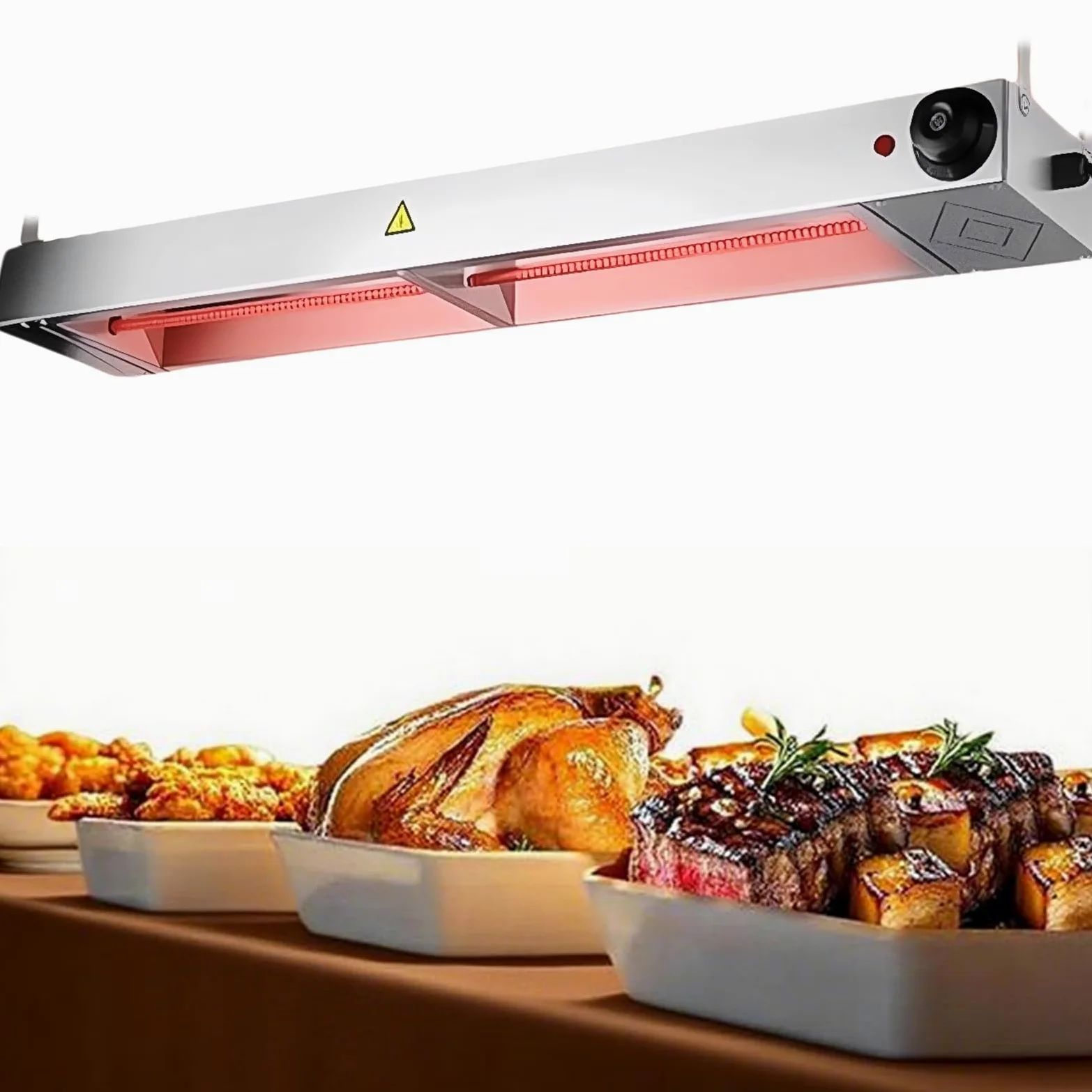 Lampe Chauffante Cuisine Professionnelle, Lampe Chauffante Alimentaire Suspendue à Température Réglable, Lampe Chauffe Plat Cuisine Buffet en Acier Inoxydable(1 Pièce,90cm)
