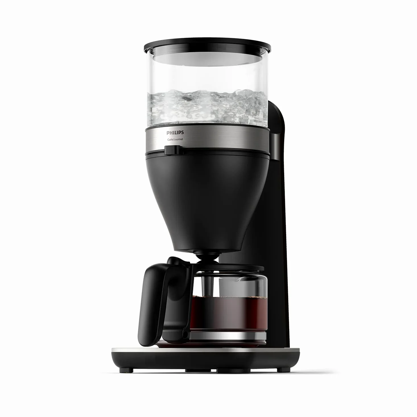 Philips Cafetière Filtre - 1.25L, Jusqu'à 15 Tasses, Bouillir et Infuser, Noir/Argent (HD5416/60)