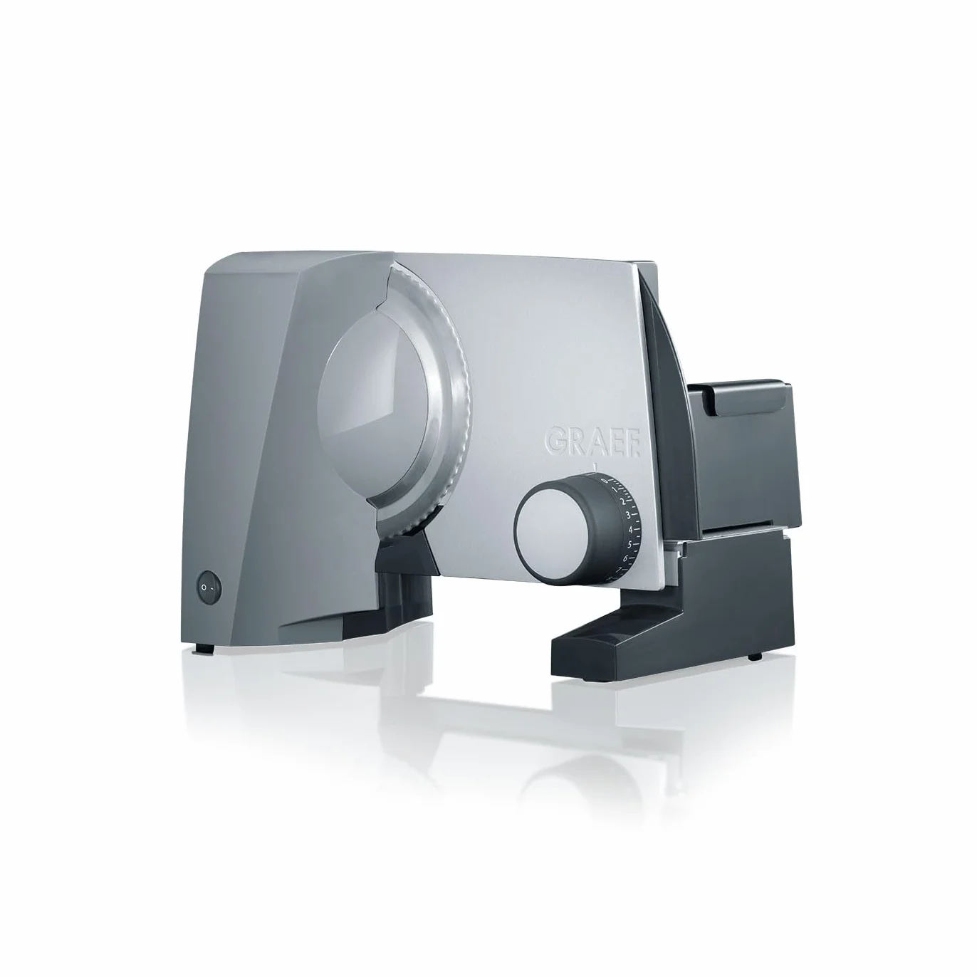 GRAEF G50 - Trancheuse universelle électrique, lame ondulée en acier inoxydable Ø 170 mm, épaisseur de coupe 0-20 mm, sécurité enfants