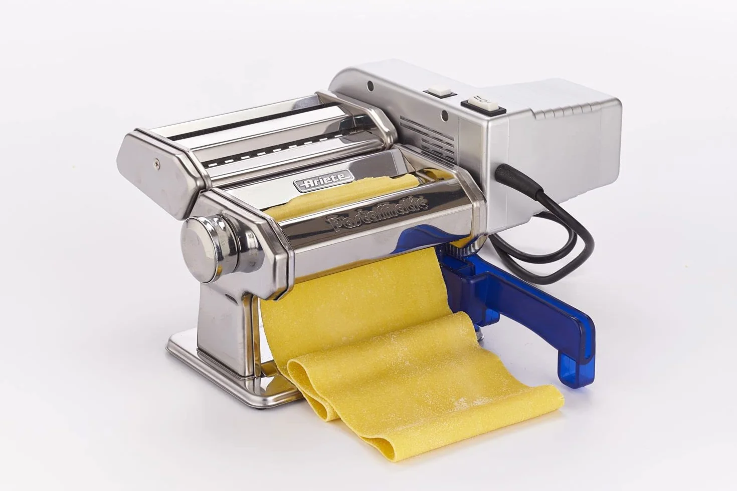 Ariete Pastamatic 1593, Machine à Pâtes Électrique, 2 Vitesses + Impulsion, 9 Épaisseurs Variables, 5 Formes de Pâtes, Pince de Fixation Et Manivelle Incluses, 90W