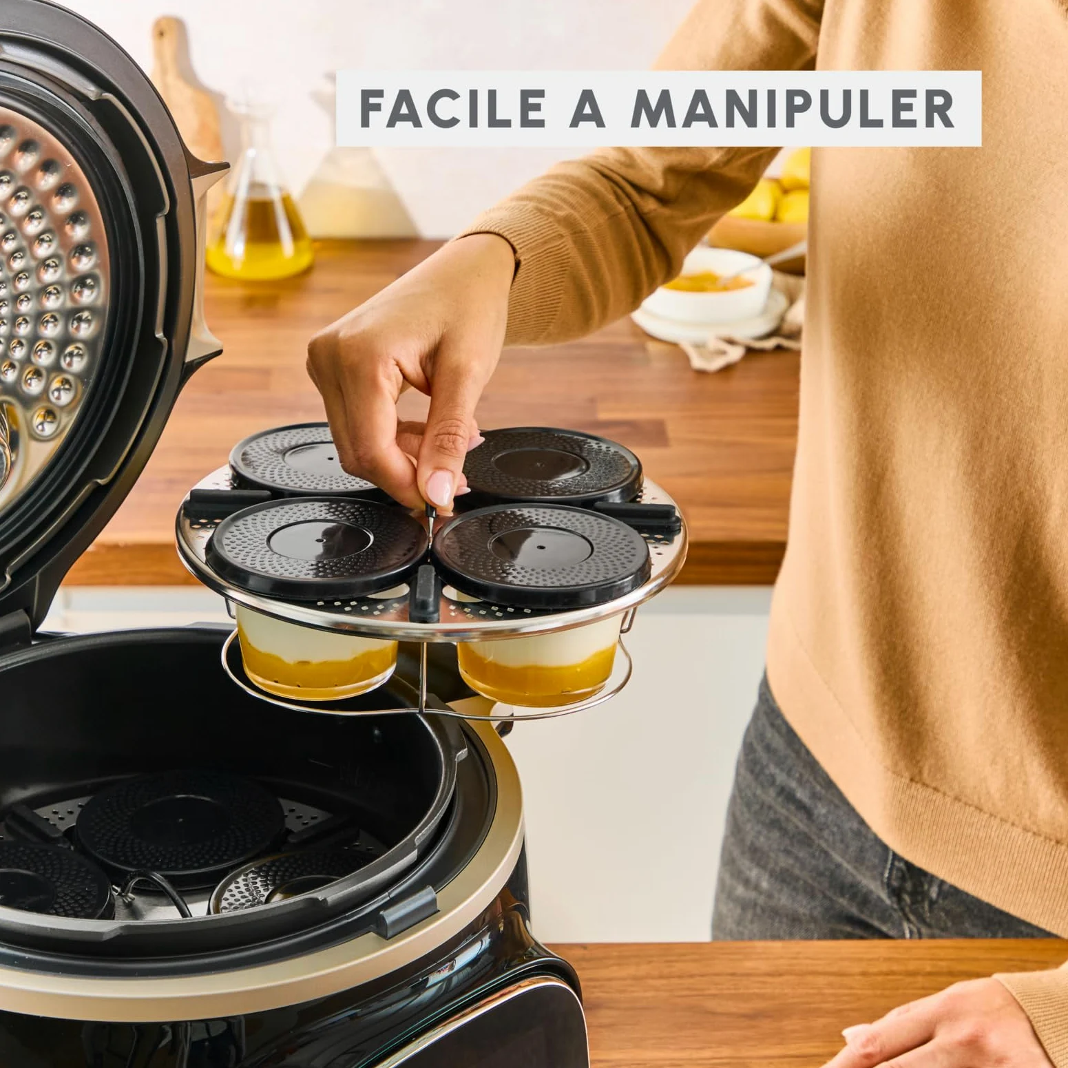 Moulinex Kit de 8 verrines superposables, Cookeo, Couvercles, Entrées, Yaourts et desserts, XA6140E0