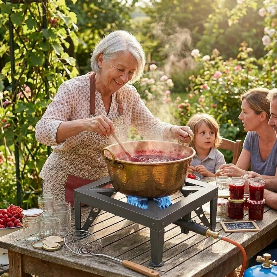INTEC - Réchaud à gaz 7500W Professionnel Charge 200Kg Tout Fonte 4 Pieds renforcés - Réchaud Pro Marché Cuisson Confiture, Paella