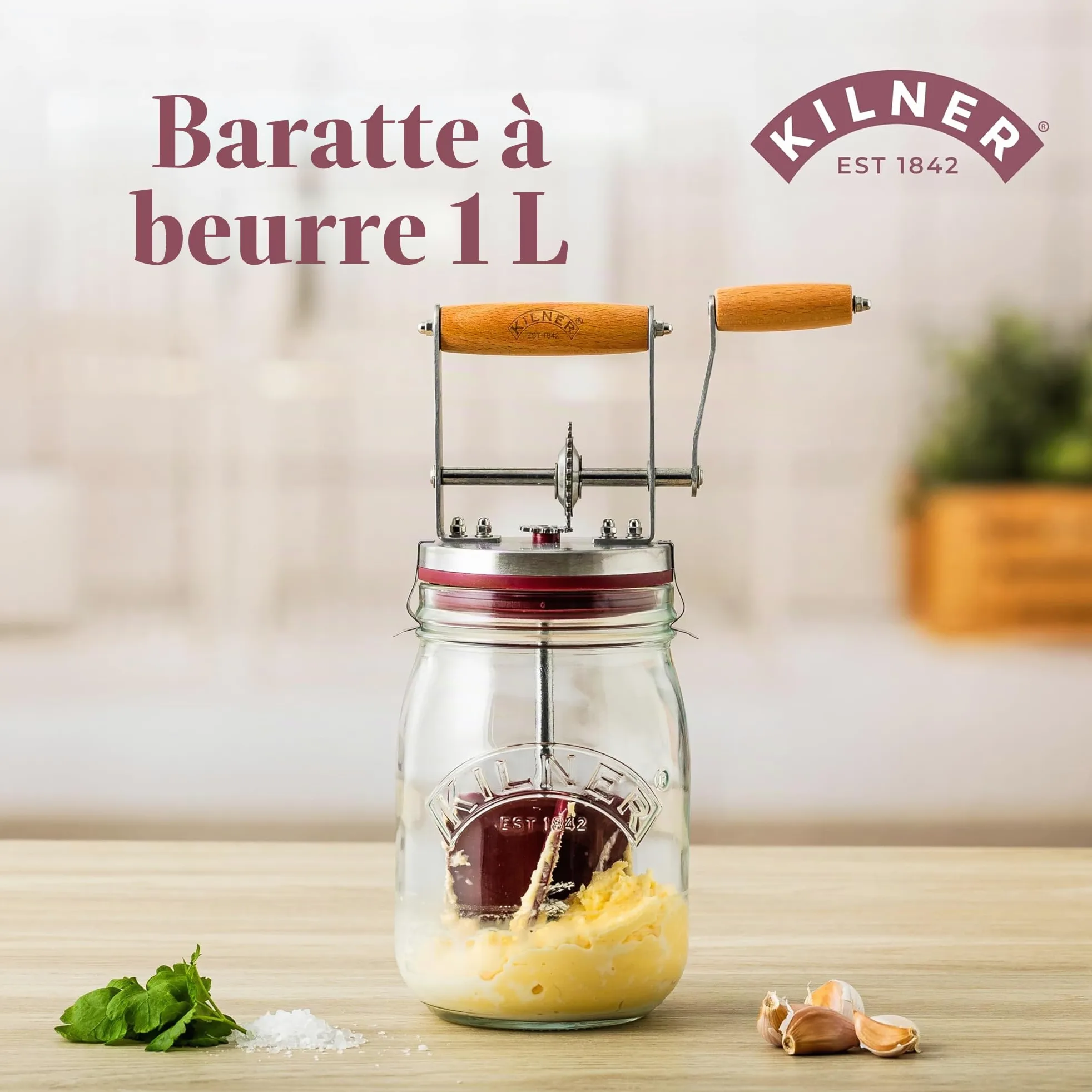 Kilner Baratte à beurre 1L en verre