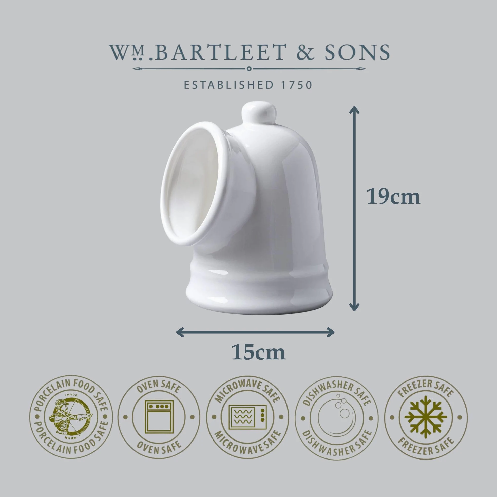 WM Bartleet & Sons 1750 T56 Grand cochon à sel traditionnel en porcelaine Blanc 14 cm