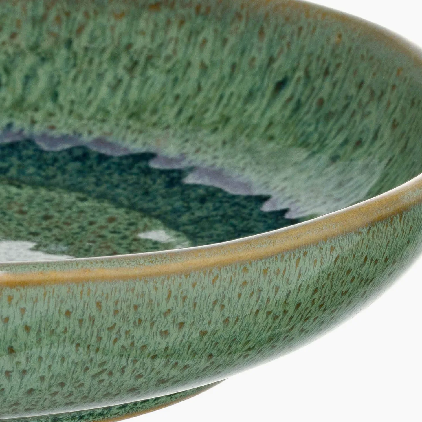 Leonardo Matera 026987 Lot de 2 assiettes creuses, en céramique, passent au lave-vaisselle, avec émail, 2 assiettes rondes en grès, en vert, diamètre : 20,7 cm