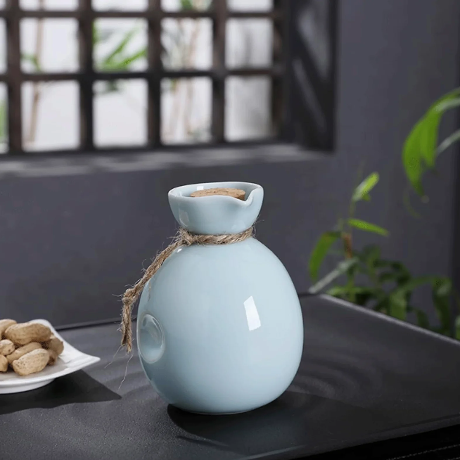 esmen Ensemble de Tasses à saké en céramique, 8 pièces, Artisanat, Verre à vin, Texture glaçure Blanche et Bleue, Tasses en céramique, Artisanat, Verres à vin, Ensemble de Tasses à saké