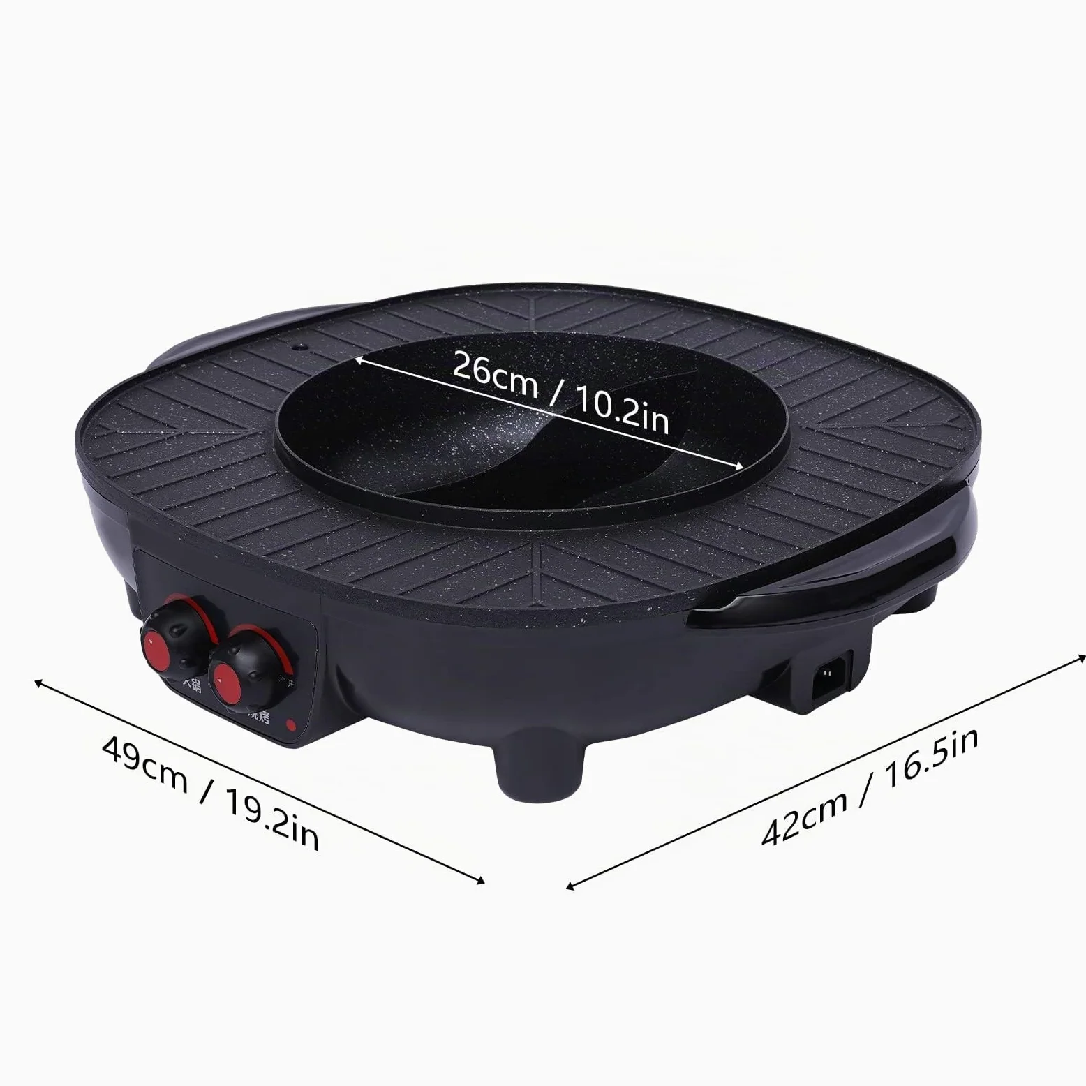 Pot de Fondue Party Food et Gril de Table Électrique Hot Pot et Gril Électrique 2 en 1 - Gril BBQ Coréen Électrique d'Indoor - Barbecue - Fondue - Raclette Pour 5-6 Personnes - 220V - 2000W