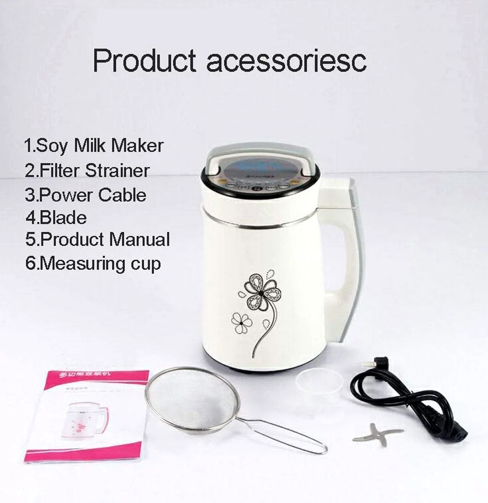 Machine à Soupe Automatique - Machine à Soupe Chaude ou Froide 6 en 1 Plus Lait de soja, Machine à Congee de céréales de Riz Plus - 4 Lames, Toucher Froid, Acier Inoxydable Durable