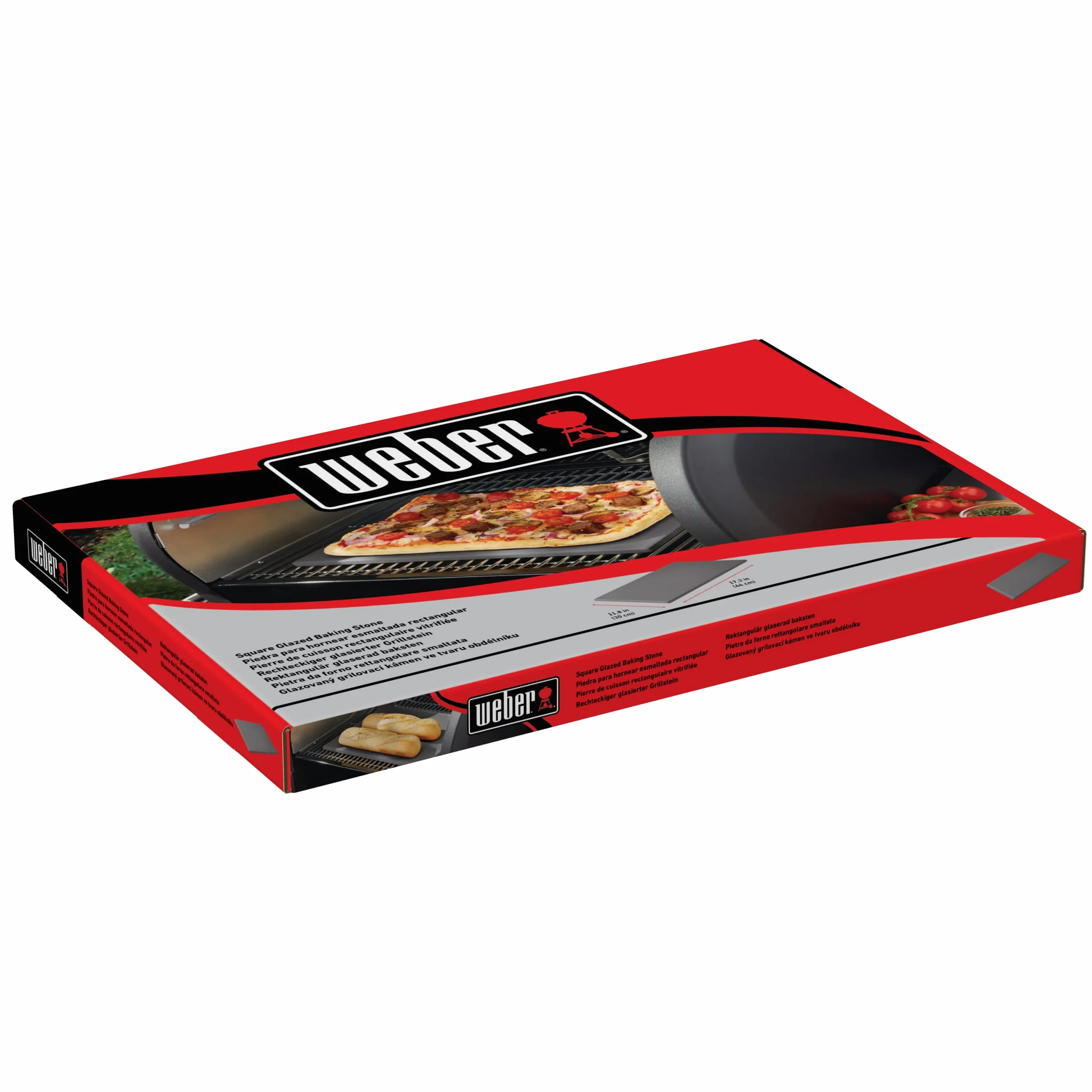 Weber Pierre de cuisson - rectangulaire (44 x 30cm), cordiérite vitrifiée, chauffe rapide et distribution de chaleur, tous barbecues (charbon Ø 57cm et +, gaz,pellets, électrique) - Noir (18412)