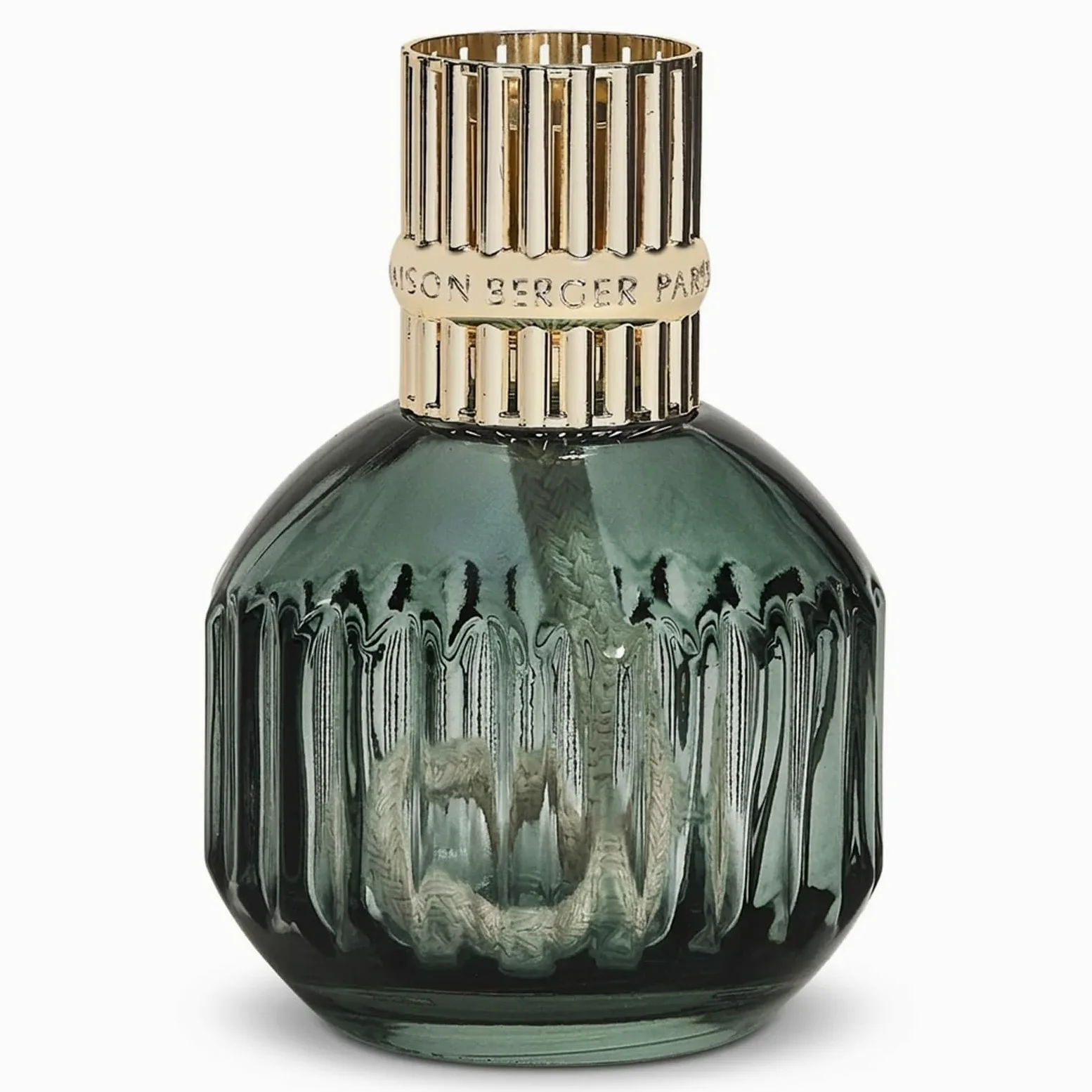MAISON BERGER Lampe Berger Cannelo – Lampe à Catalyse, Verre Laqué Vert, Monture Dorée, 284 ML – Éliminateur d'Odeurs & Parfum d'Intérieur - Vendue sans Parfum