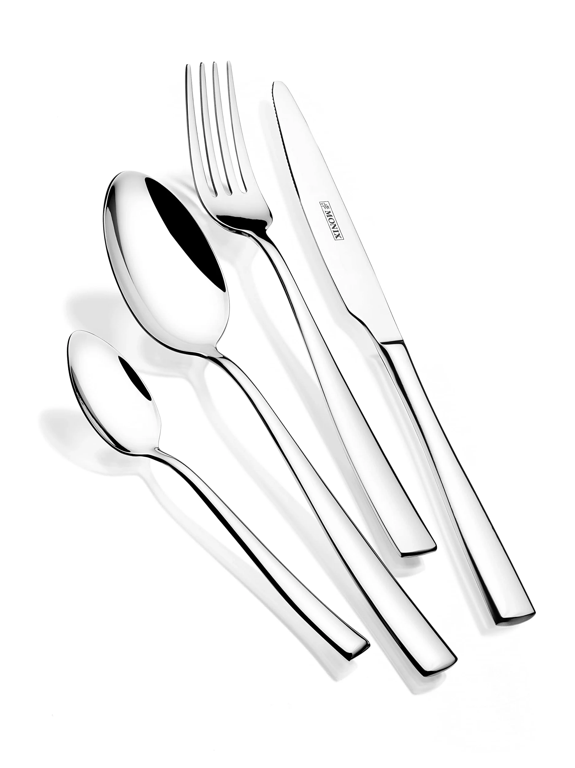 MONIX Siena | Set de Couverts 24 Pièces avec Couteau à Steak en Acier Inoxydable 18/10 Design Contemporain Finition Polie ideale Épaisseur 3 Mm