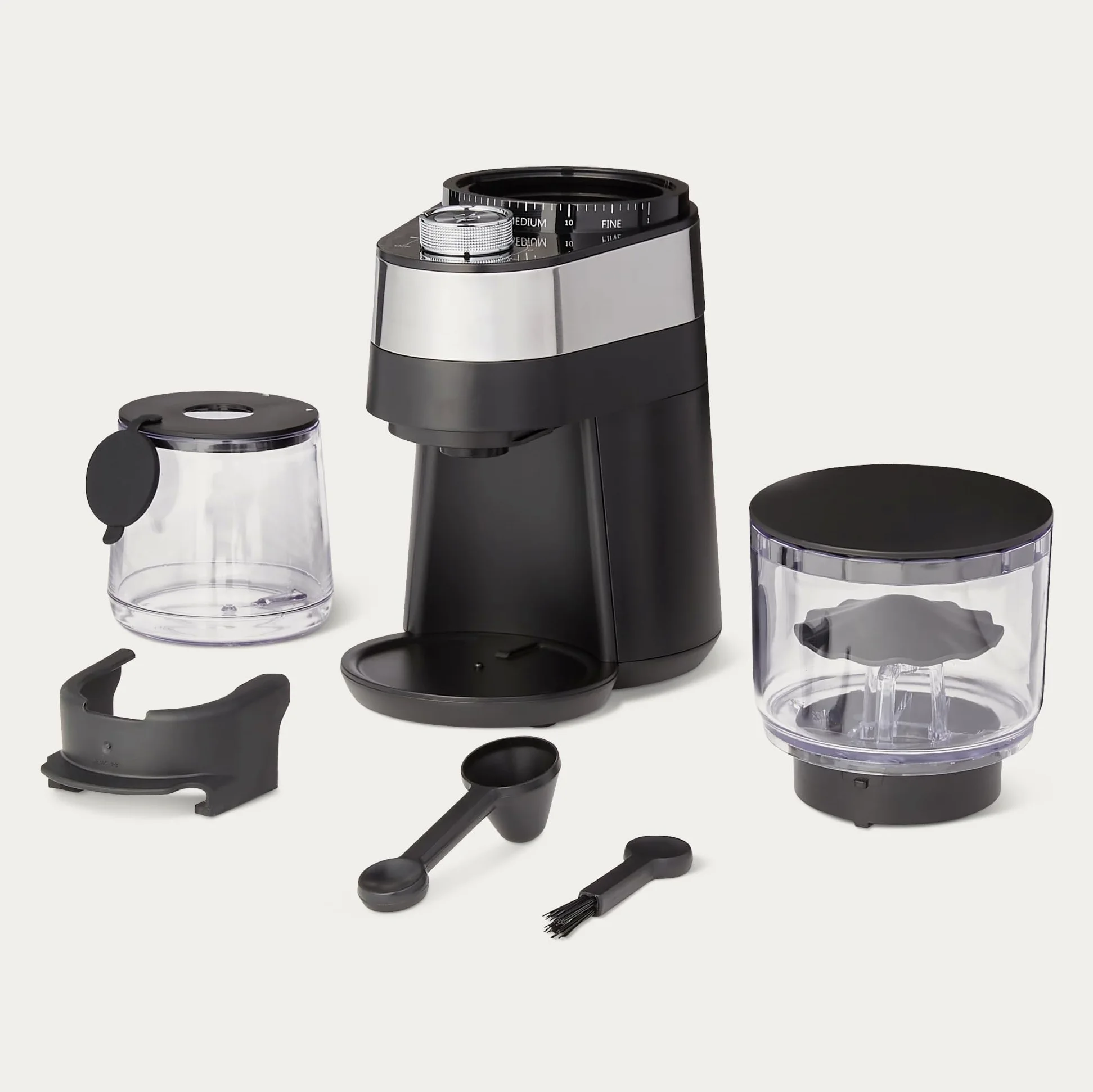 Amazon Basics Moulin à café électrique avec 30 réglages pour cafetière à piston, café filtre et espresso, noir