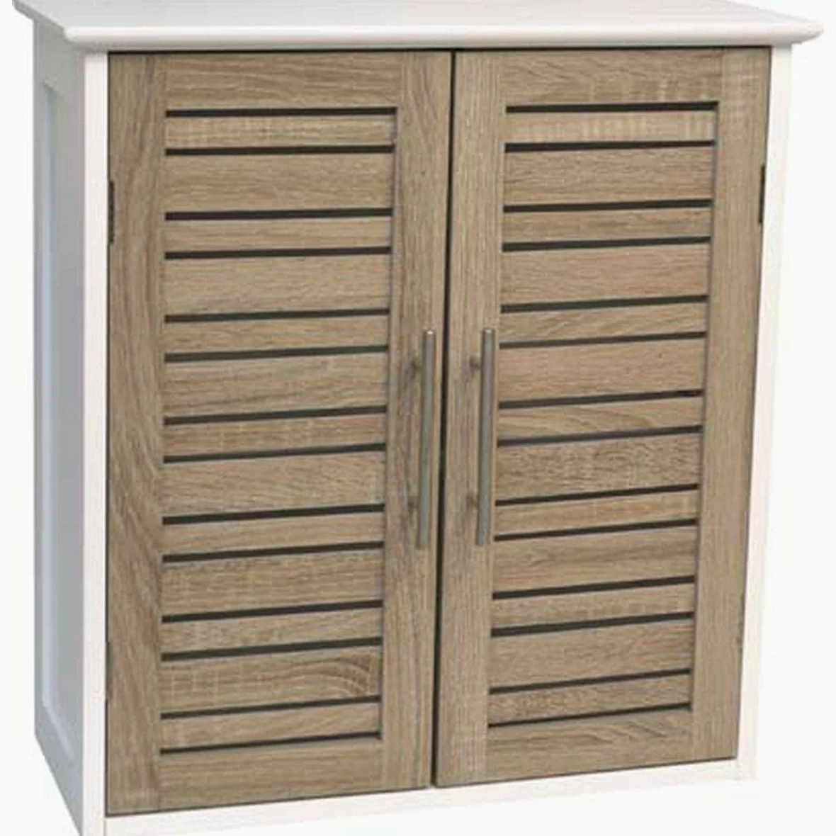 TENDANCE - Meuble Haut Structure MDF/2 Portes et Etagère Intérieure MDF - Stockholm - Salle de Bain - Meubles Salle de Bain