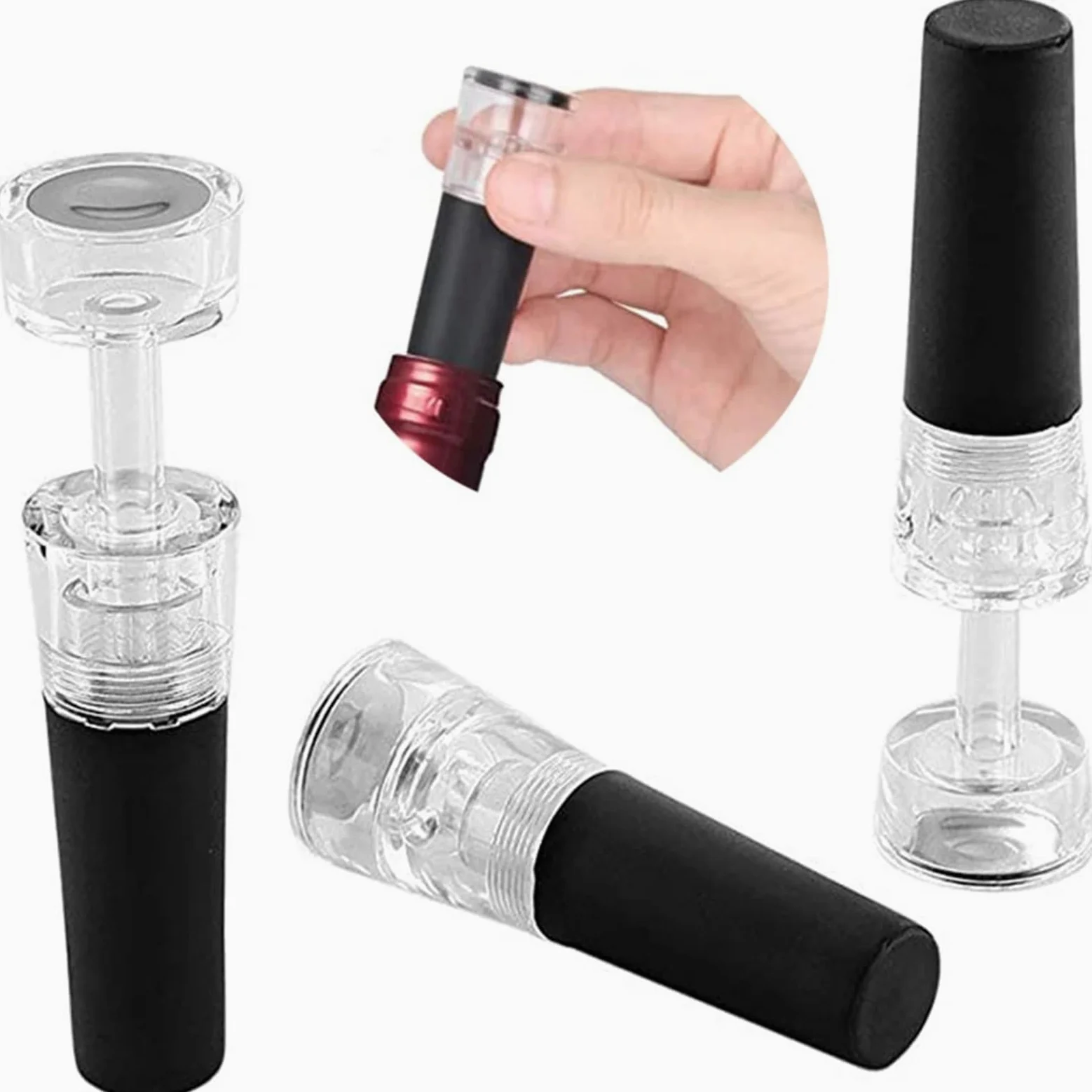 Bouchons à vin 20 pièces bouchons de bouteille en Silicone avec pompe d'économie sous vide intégrée bouchon sécurité alimentaire for garder le Champagne frais