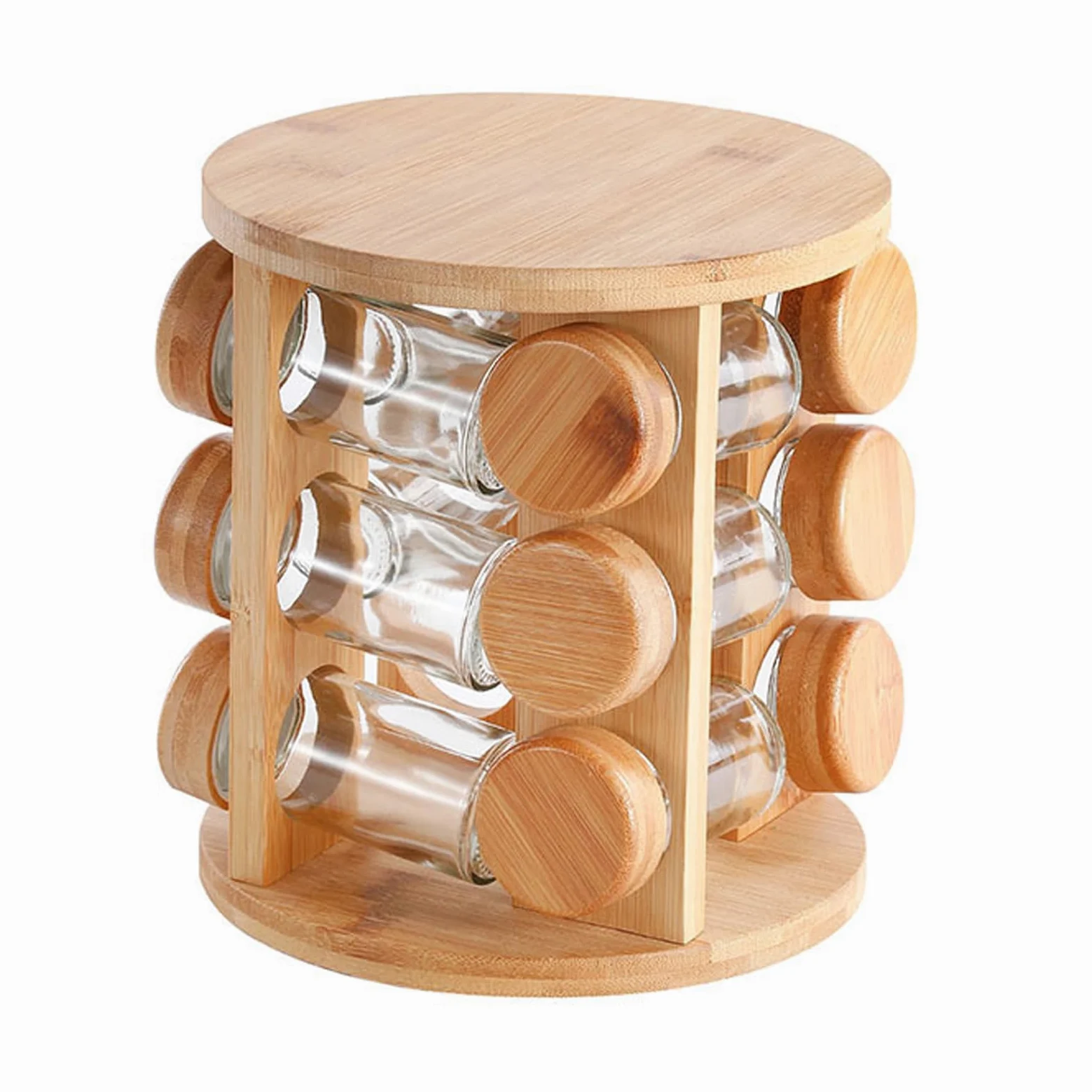 Étagère à assaisonnement rotative | Étagère de rangement en bois | pour salière et poivrière pour armoire, garde-manger, cuisine, comptoir, salle à manger, appartement, amateurs de cuisine à l
