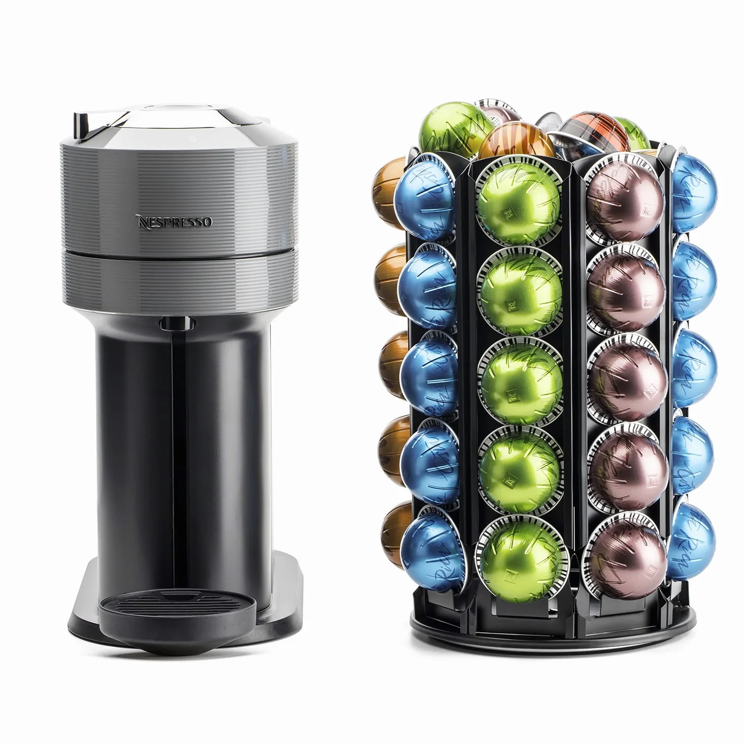 Bagoo Support Capsules de Café pour Nespresso Vertuoline avec Stockage Central de Dosettes Supplémentaires Rotation à 360 degrés (40+)