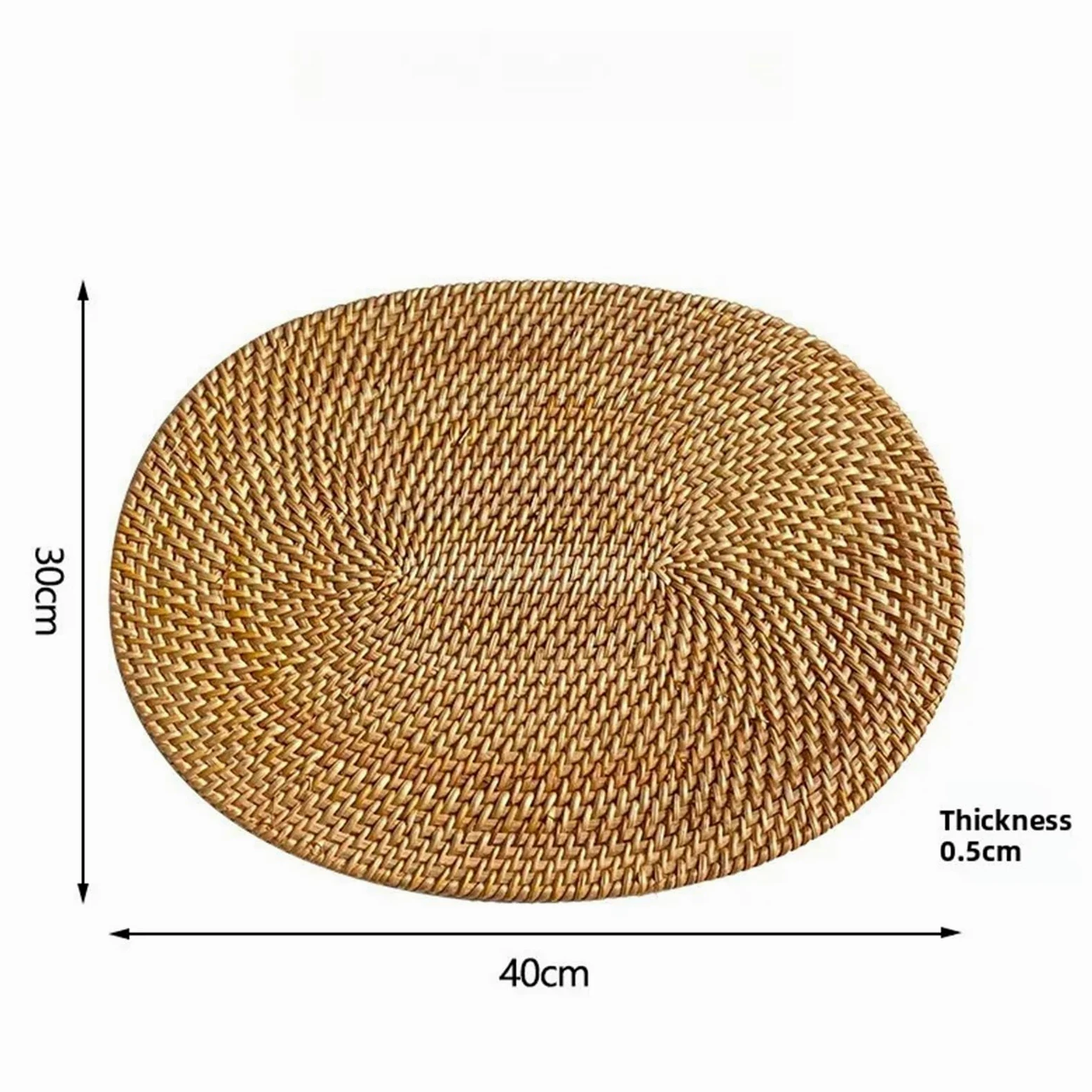 Sets de Table en Osier Napperon Ovale tissé en rotin, 1 pièce, antidérapant, résistant à la Chaleur, Tapis de décoration Table Manger Cuisine Domicile(L)