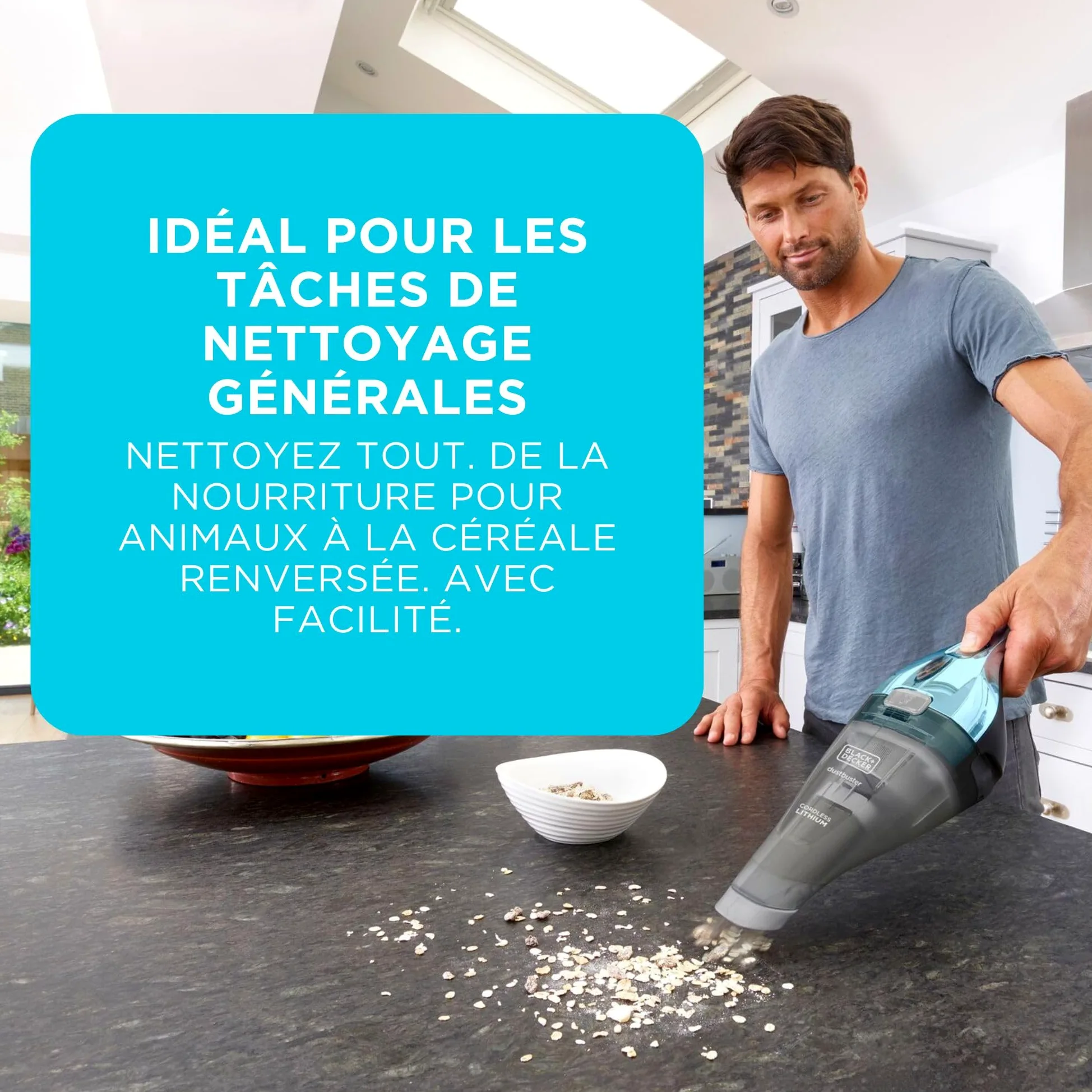 Black+Decker - Aspirateur à Main DUSTBUSTER - 7.2V (Batterie 2.0Ah) Aspirateur à Main sans Fil, Chromé, NVC220WBC-QW