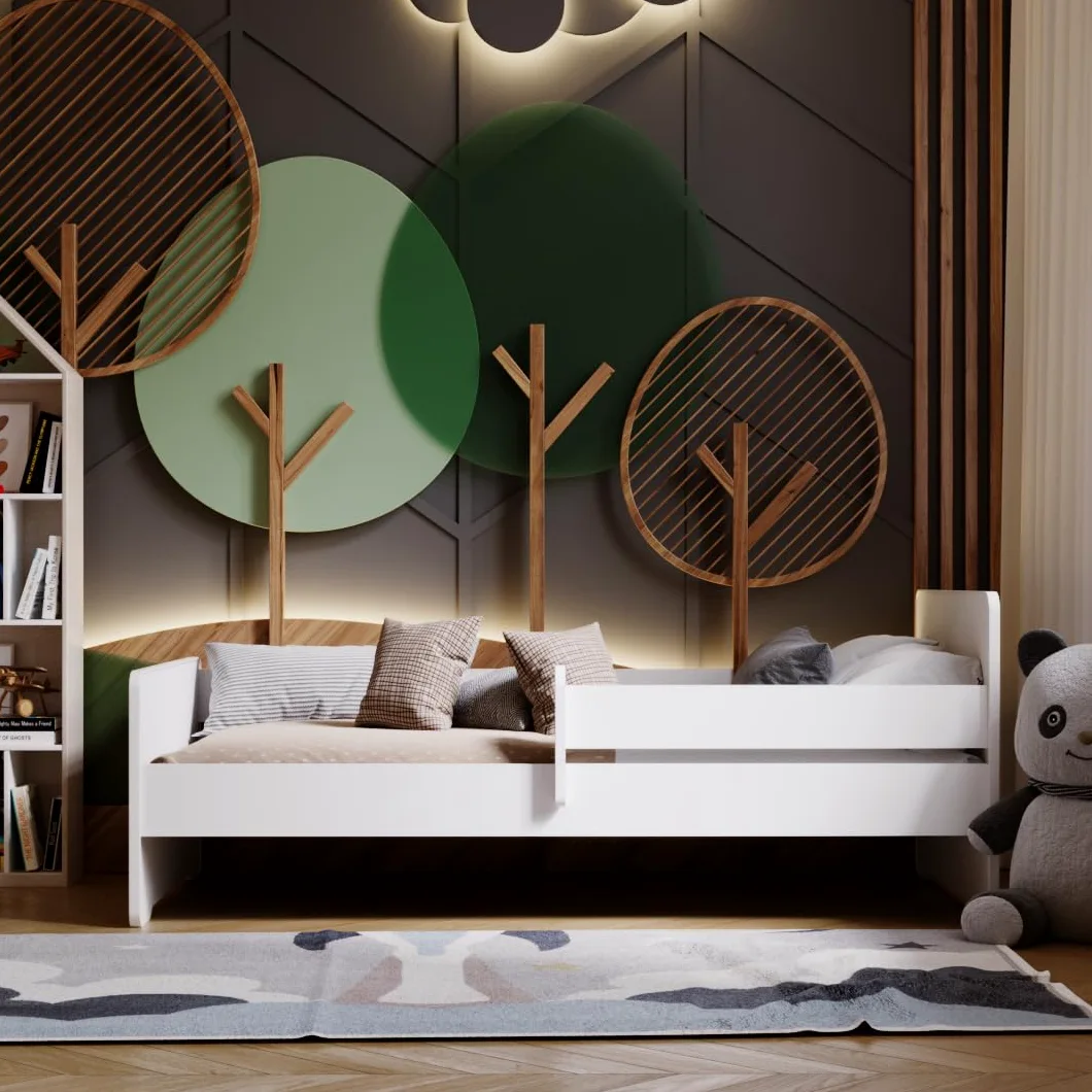 KOBI Lit d'enfant Max 70x140 Rail, Cadre, Blanc, Classique, pour Chambre d'enfant, Fille, garçon, Set Complet pour Chambre d'enfant
