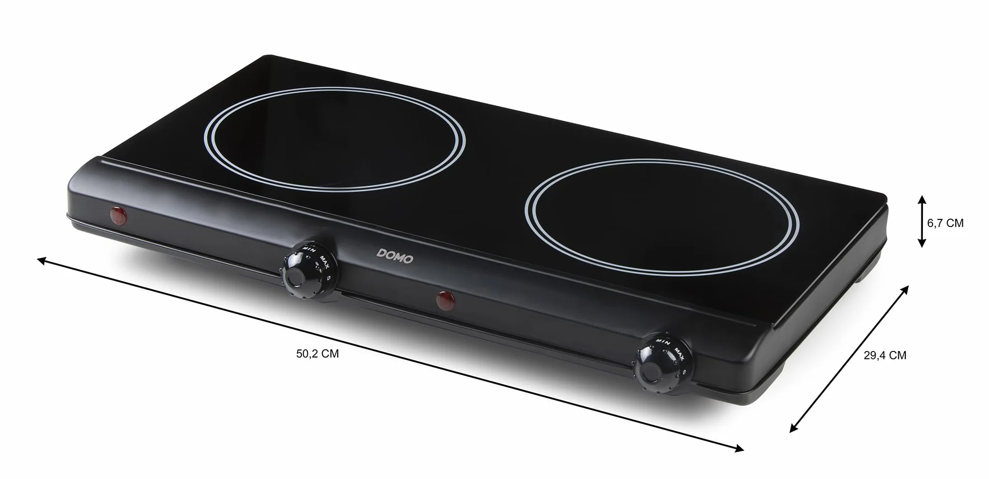 DOMO DO339KP Plaque de Cuisson Électrique Céramique - ECO - 2 Plaques Ø18 cm - Thermostat Réglable à 6 Positions