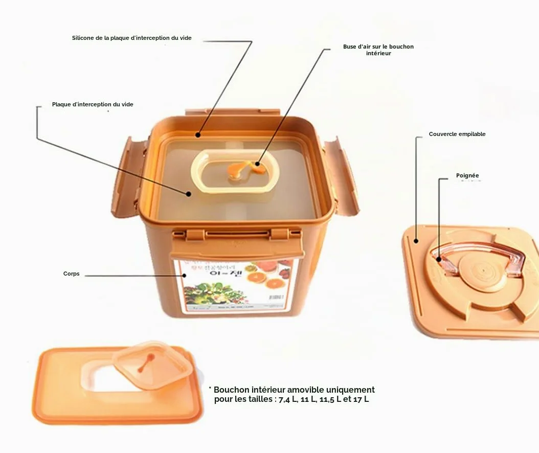e-jen Récipient de qualité supérieure pour kimchi et choucroute - Fermentation probiotique avec couvercle intérieur sous vide (faïence marron, 5,2 l)