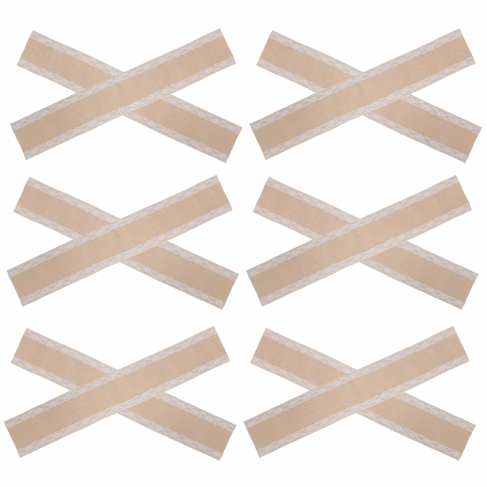 VOSAREA 12 Pièces Chemin de Table et Résistant Déformation en Lin Rustique 30 X 178 Cm Bordure Blanche, Lavable en Machine pour Mariage et Réception