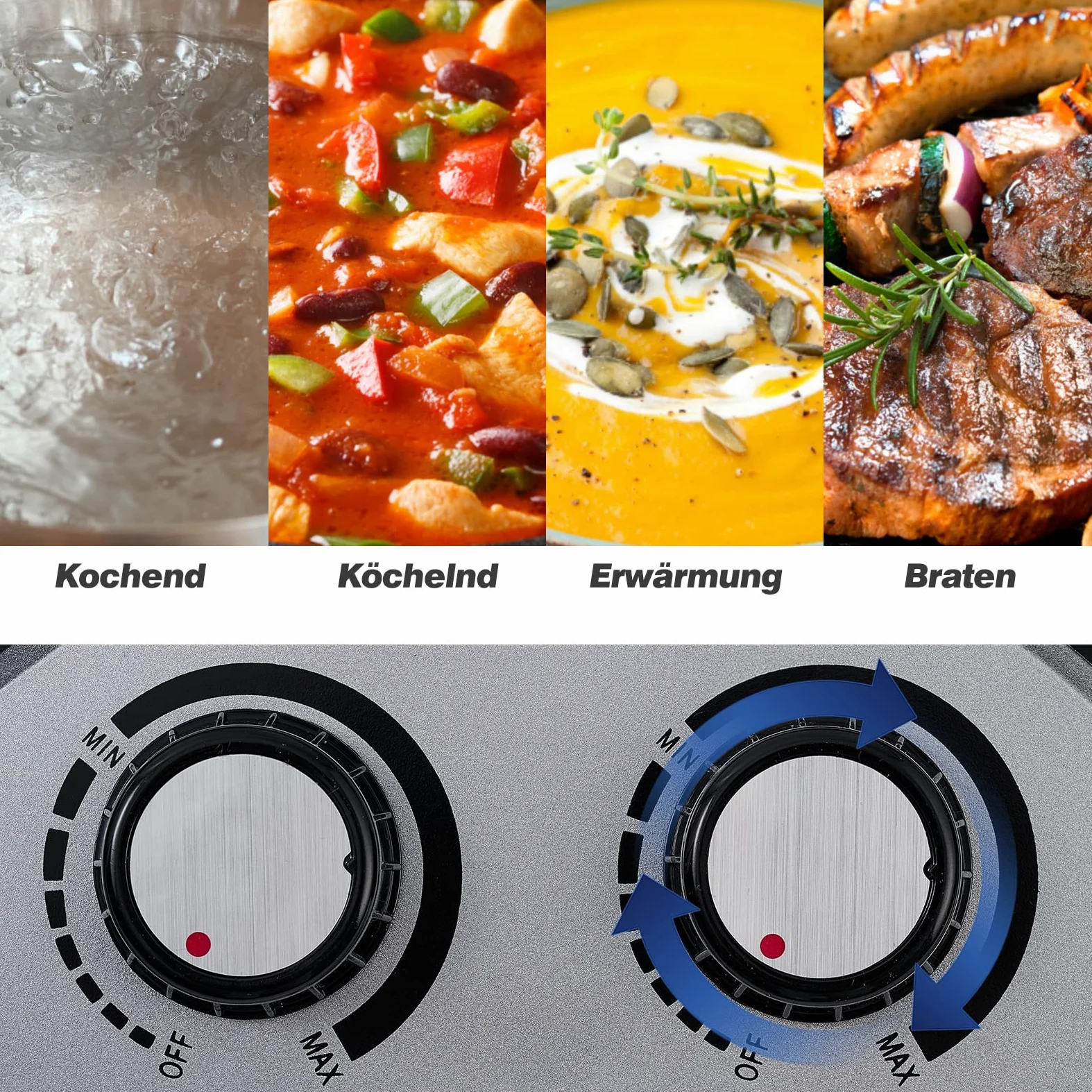 Plaque de cuisson électrique double CUSIMAX 2100W avec chaleur infrarouge, idéale pour la cuisine, le jardin et le camping, plaque de cuisson en acier inoxydable avec thermostat réglable