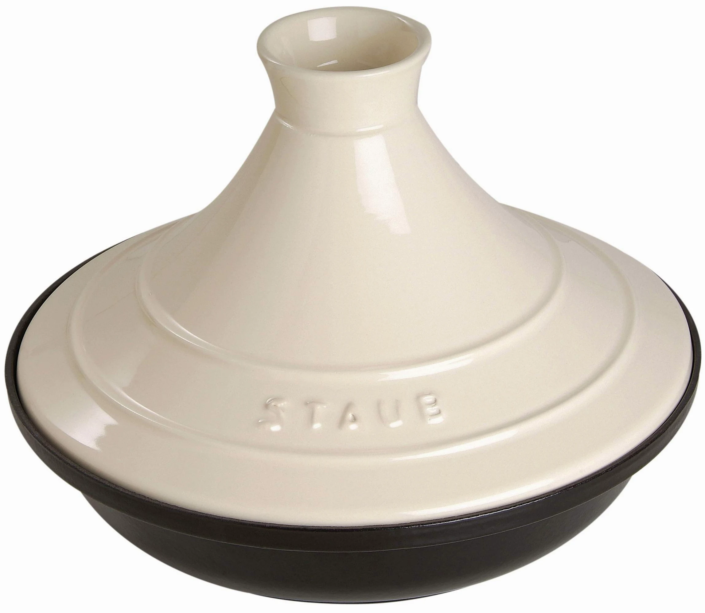 STAUB Plat à Tajine en Fonte, Couvercle Céramique, Ø 28 cm, Crème