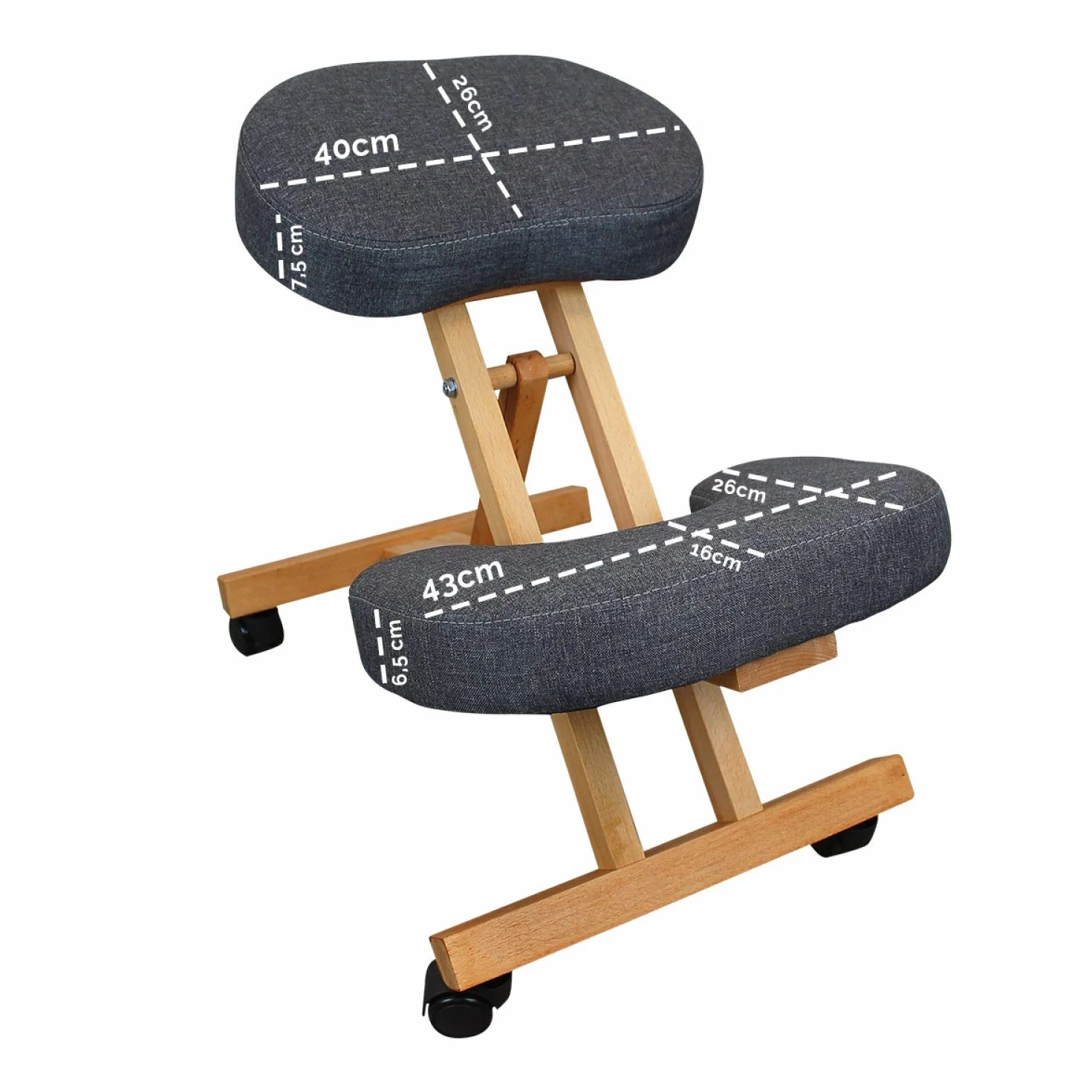 Vivezen - Tabouret, Chaise Ergonomique, siège Assis Genoux en Bois Pliable et réglable - 3 Coloris