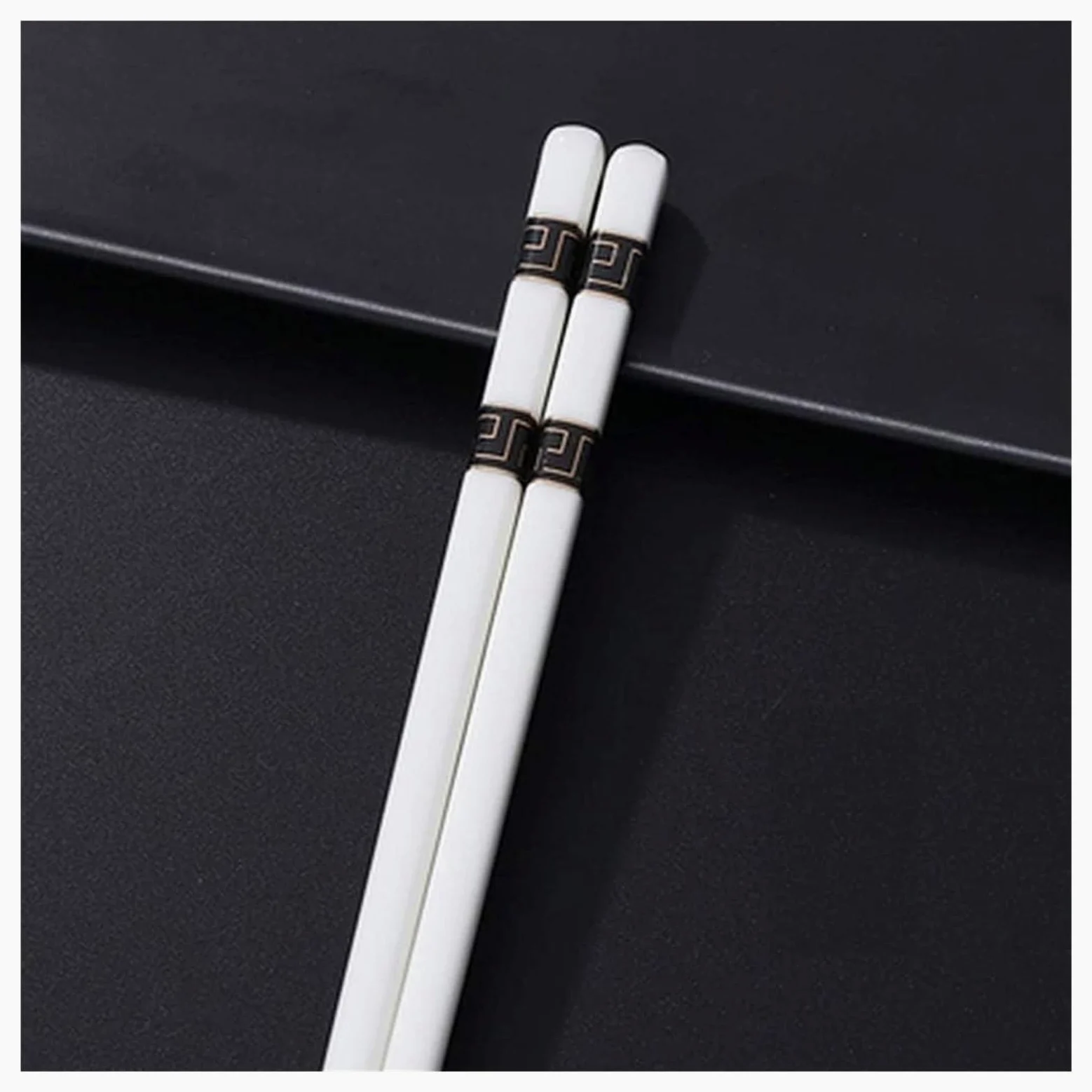 Jeu de baguettes, Chopstickshopstick Set Baguettes, 5 paires en céramique réutilisables, cadeau porcelaine blanche(8)