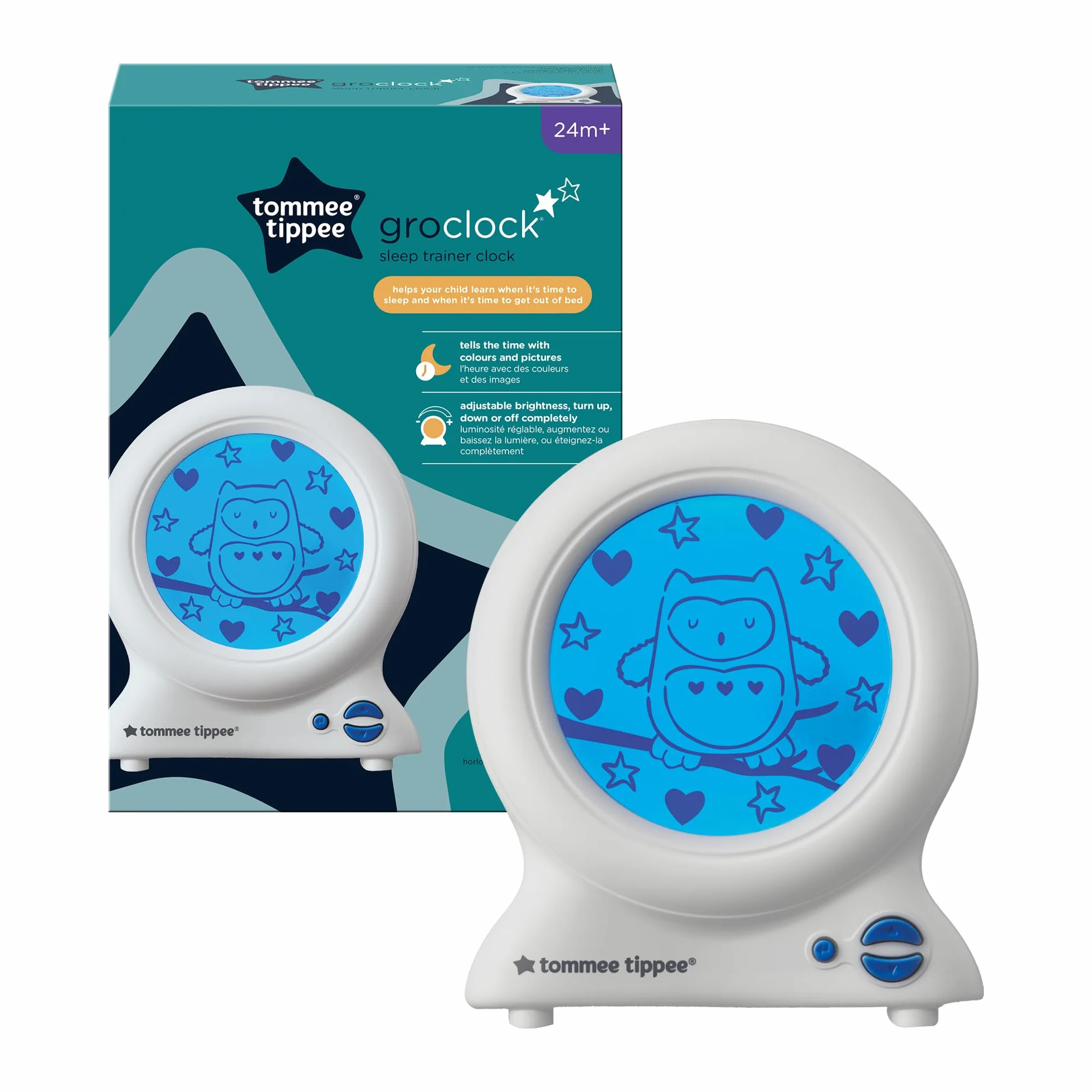 Tommee Tippee Réveil Éducatif Groclock, Réveil et Veilleuse pour Jeunes Enfants, Alimenté par USB 499051