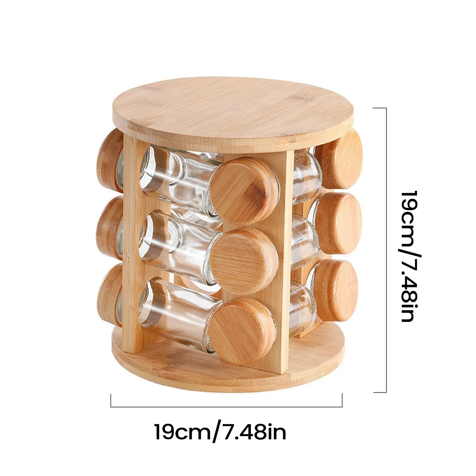 Étagère à assaisonnement rotative | Étagère de rangement en bois | pour salière et poivrière pour armoire, garde-manger, cuisine, comptoir, salle à manger, appartement, amateurs de cuisine à l