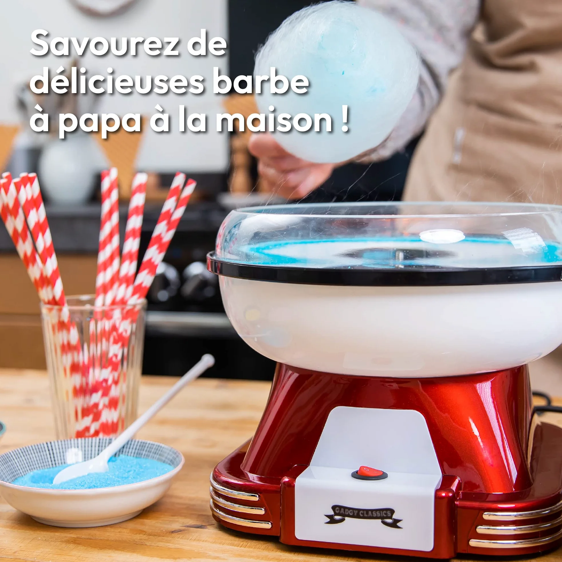 Gadgy Machine à Barbe à Papa - Machine à Barbe à Papa Rétro - Machine à Barbe à Papa Maison pour Fêtes d'Anniversaire d’Enfants – S’Utilise avec du Sucre ou des Bonbons