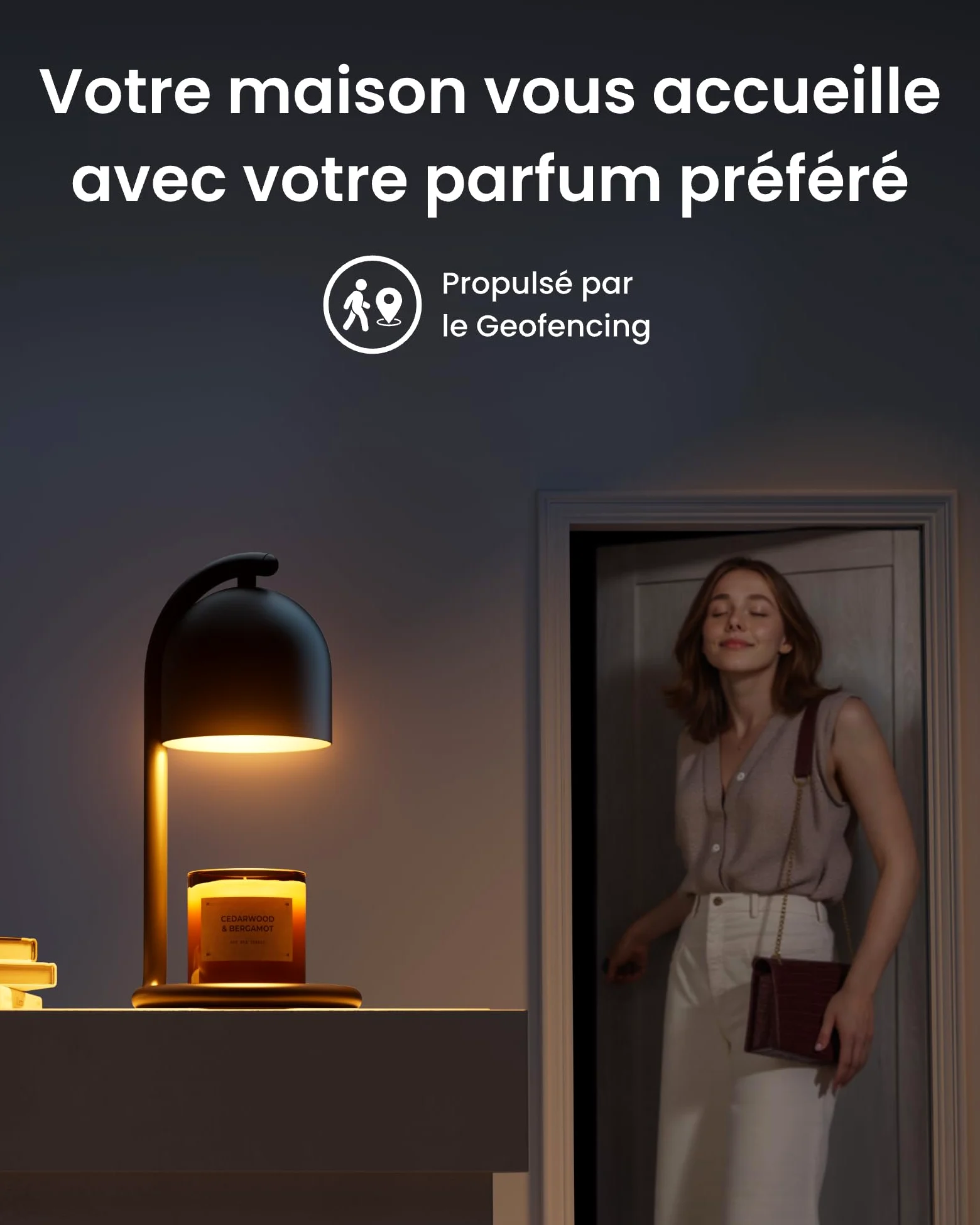SwitchBot Lampe Chauffe Bougie Intelligente avec Minuterie et Variateur, Candle Warmer Lamp Compatible Matter pour Apple Home & Alexa, Lampe Bougie électrique pour Parfumées Maison, Chambre, Noir