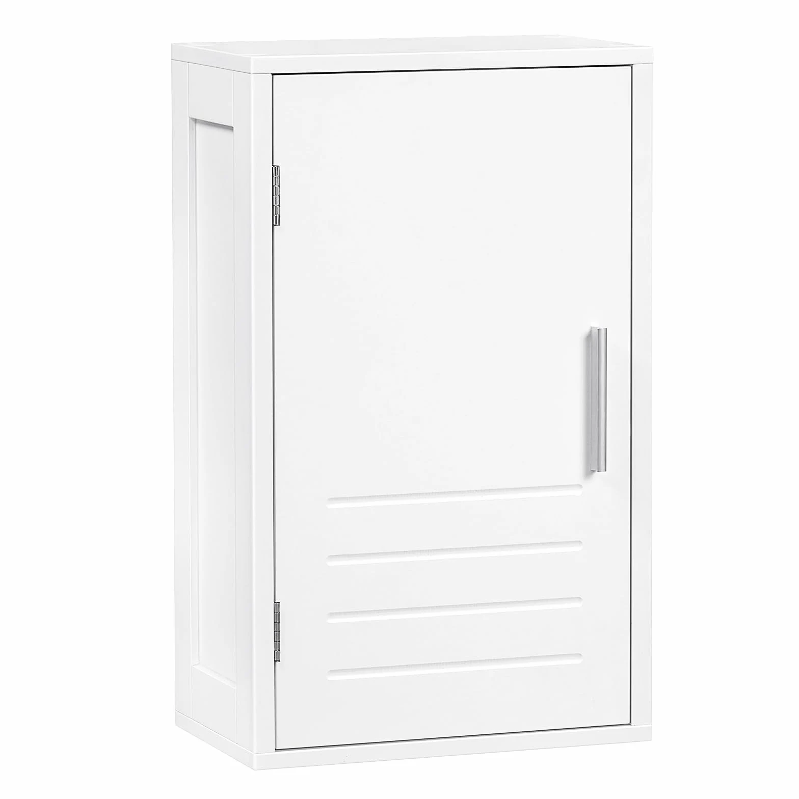 EUGAD Armoire Murale Salle de Bain, Armoire de Toilette, avec 1 Porte, Étagère Réglable, en MDF, Blanc, 30x18,5x50 cm