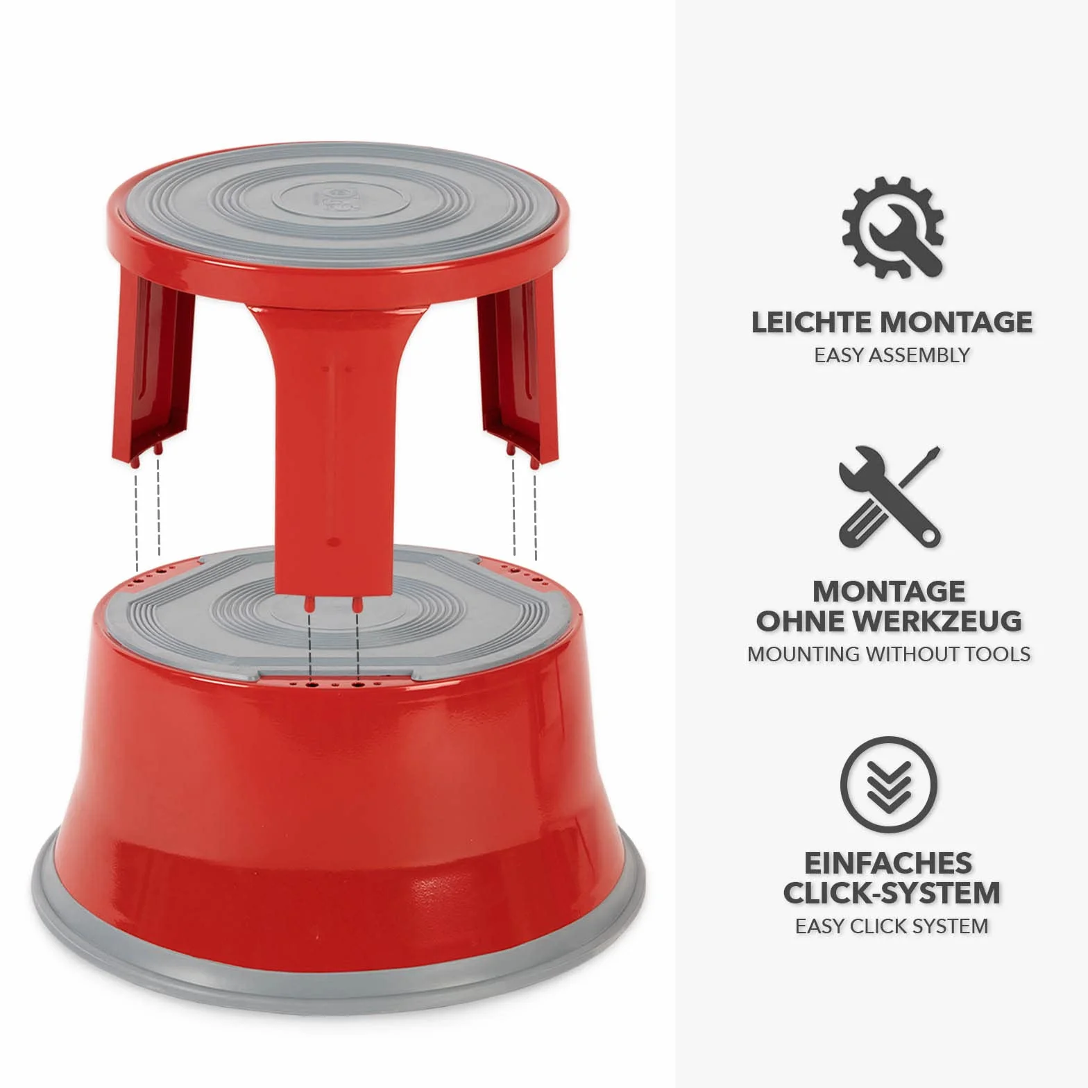 Floordirekt |Marchepied Pied éléphant, Marchepied Mobile - (Rouge, métal)