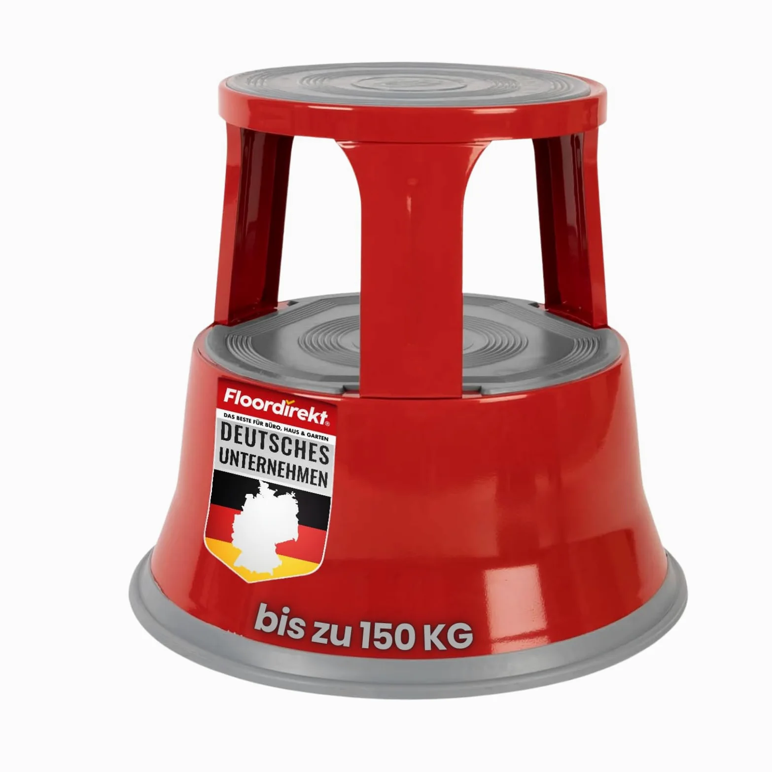 Floordirekt |Marchepied Pied éléphant, Marchepied Mobile - (Rouge, métal)