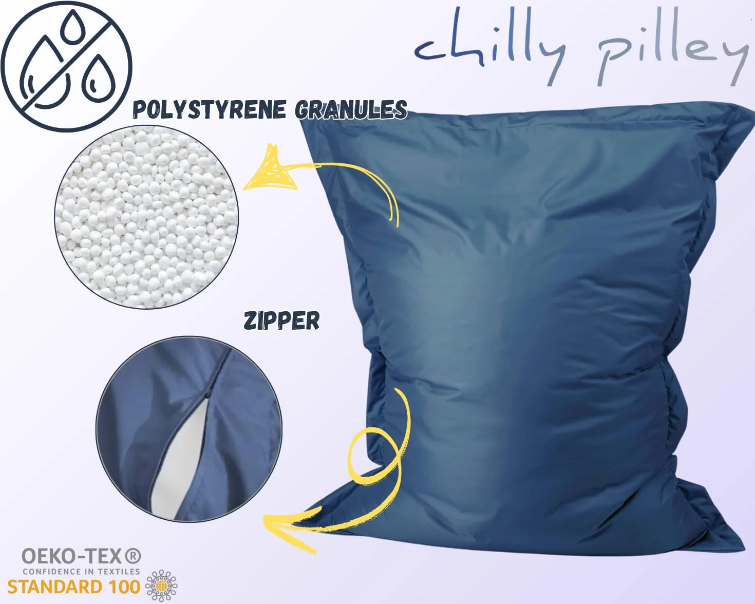 chilly pilley Pouf L xl xxl Coussin De Sol Pouf Garniture En Polystyrène Pouf Géant Pour S'allonger Et S'asseoir Imperméable Hydrofuge (100x70, Rouge Foncé)