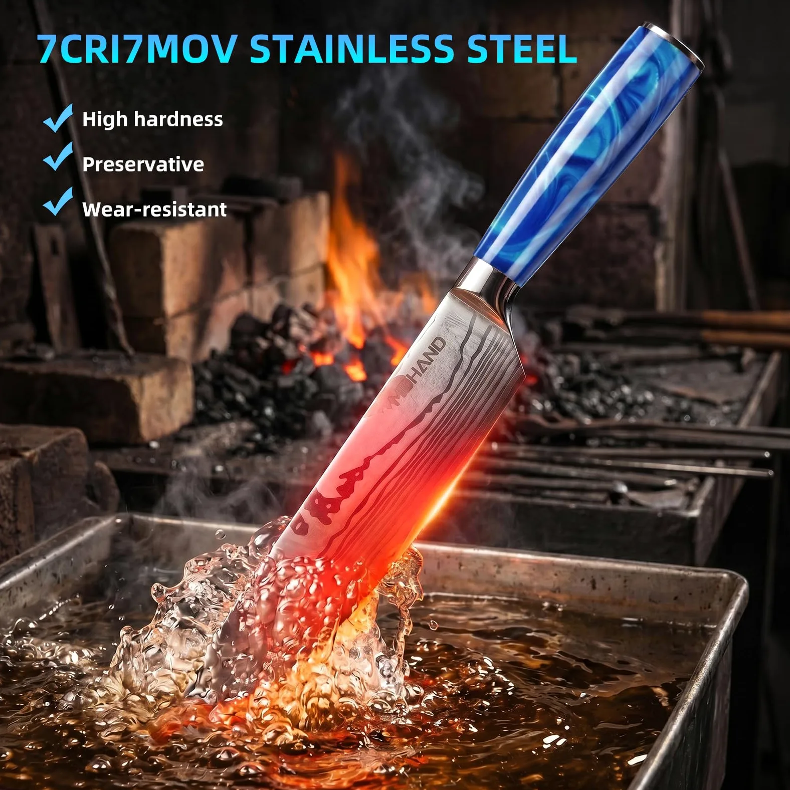 MDHAND Couteaux de Cuisine, Couteau Japonais Tranchant en acier inoxydable en plusieurs tailles avec Poignée confortable, Couteau de Chef Antirouille Cuisine et Cadeau Disponibles