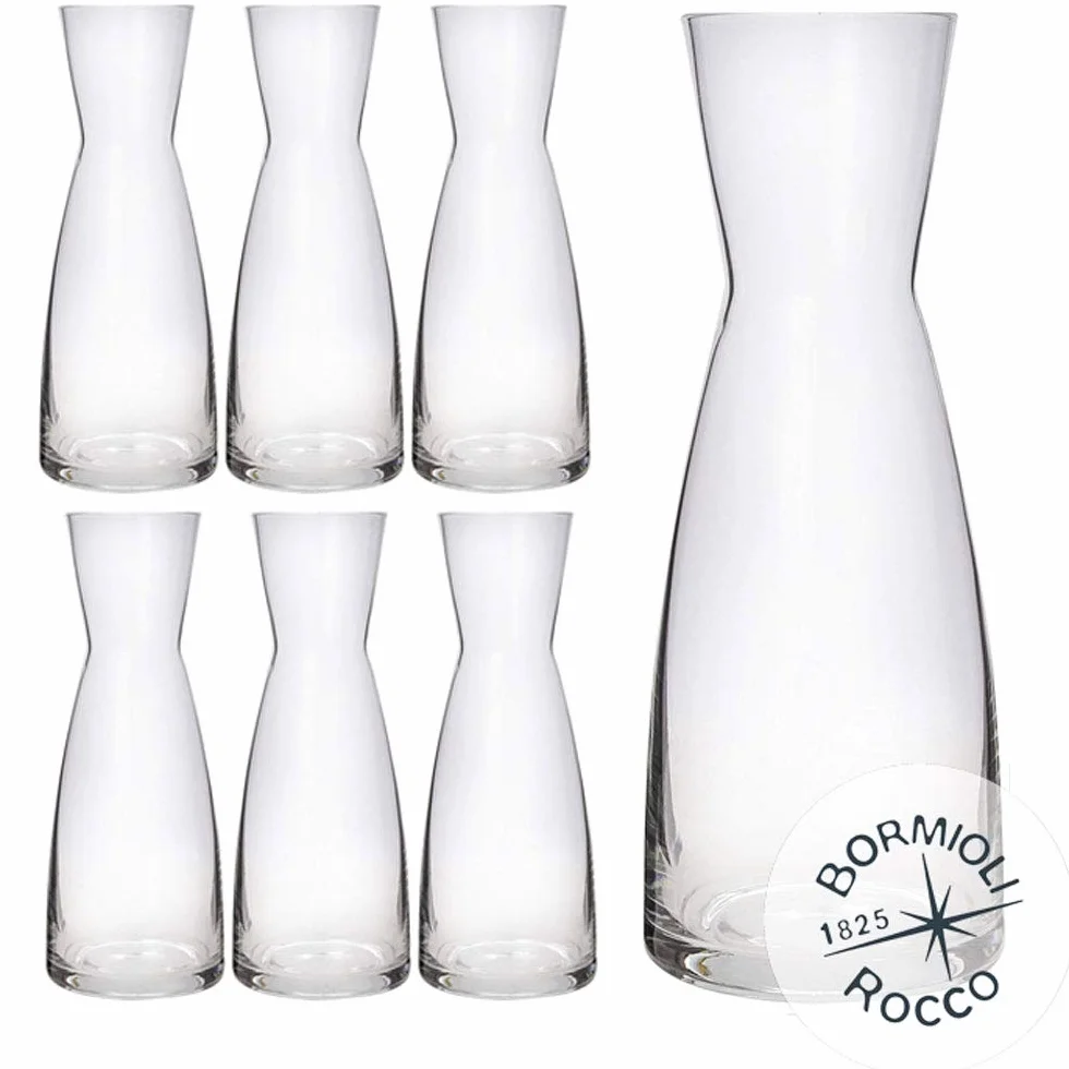Rocco Bormioli Ypsilon Lot de 6 carafes en verre Star Glass transparent de 1 litre - Fabriqué en Italie