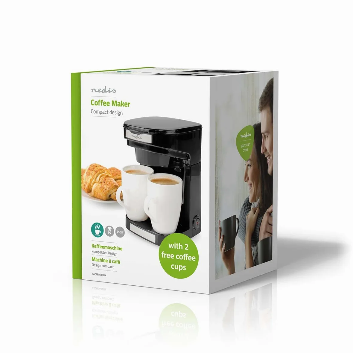 NEDIS KACM140EBK Cafetière noir Nombre de tasse=2