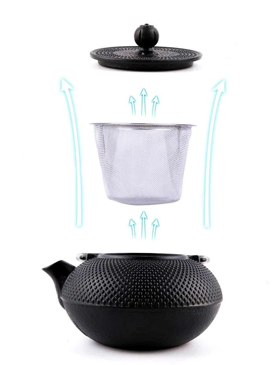 Grande théière en fonte avec infuseur en acier inoxydable pour thé en vrac 1200 ml