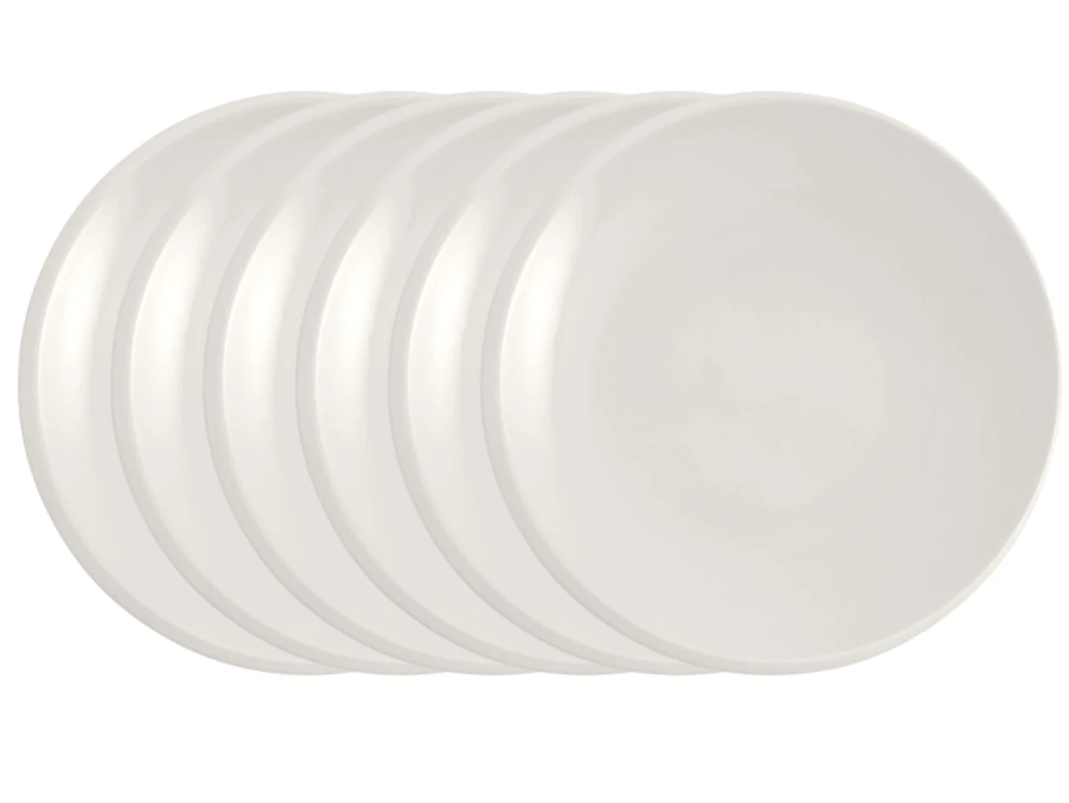 Villeroy & Boch - NewMoon Lot de 6 assiettes à petit-déjeuner, brunch, gâteau ou dessert 24 cm Passe au lave-vaisselle et au micro-ondes Blanc