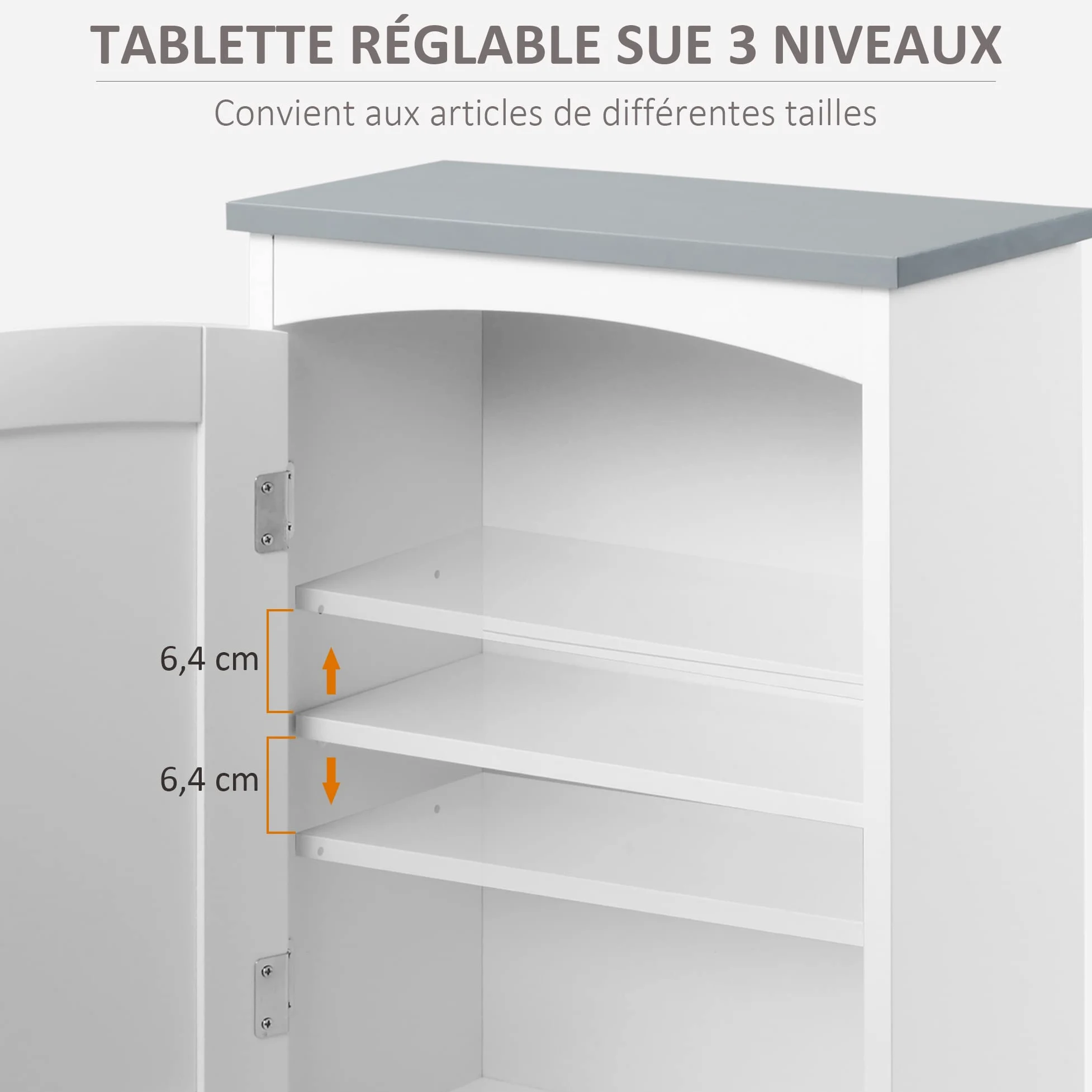 kleankin Meuble WC Suspendu Armoire à Pharmacie Murale Armoire Salle de Bain Rangement avec Porte et étagère réglable - 41 x 18,5 x 52 cm - MDF - Blanc