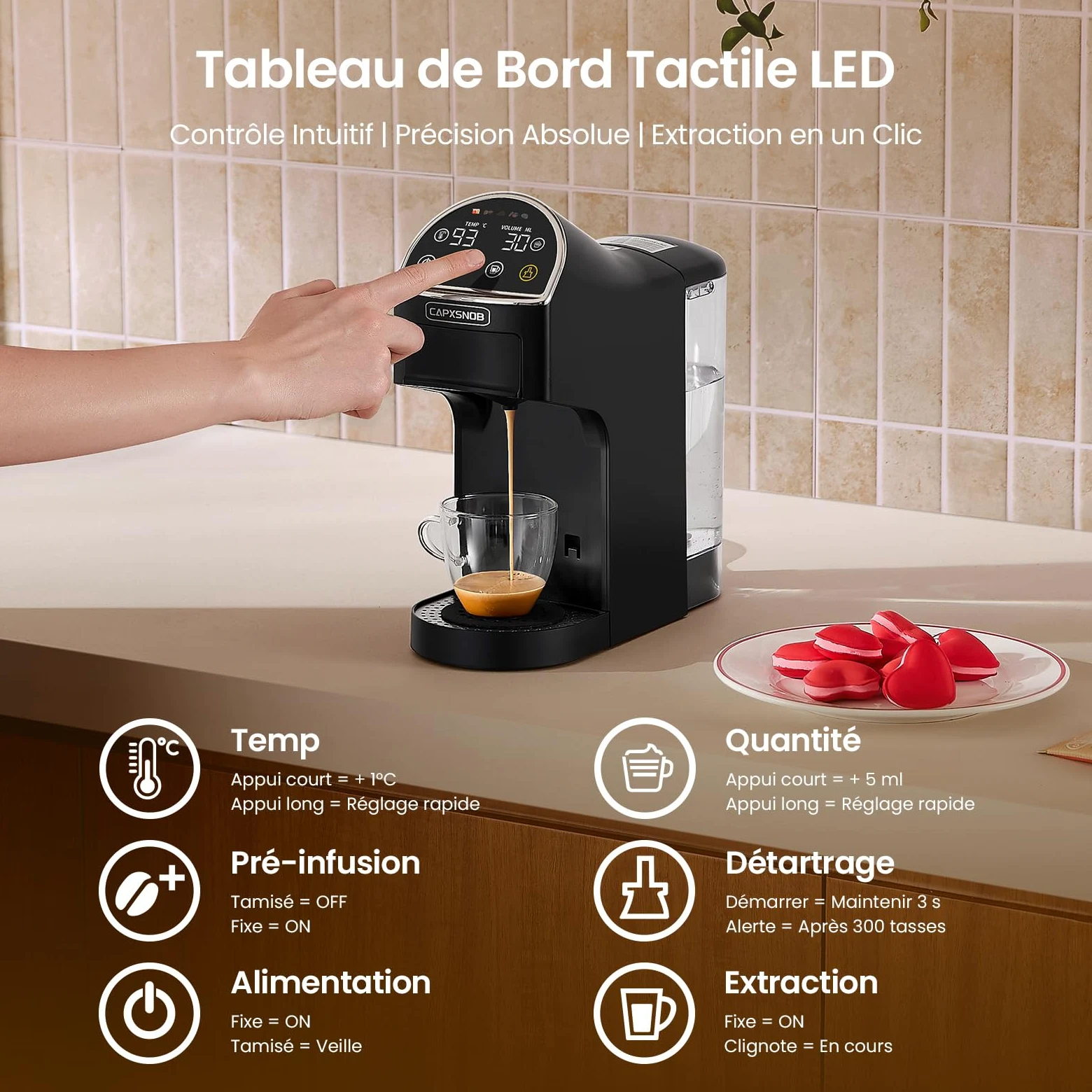 Magician2 Machine à Café Capsules & Dosettes 5 en 1 pour Nespresso, Dolce Gusto, Lavazza A Modo Mio, ESE 44mm & Café Moulu, Écran Tactile, Paramètres Smart, 20Bar, 1.2L, Cafetière pour Maison & Bureau