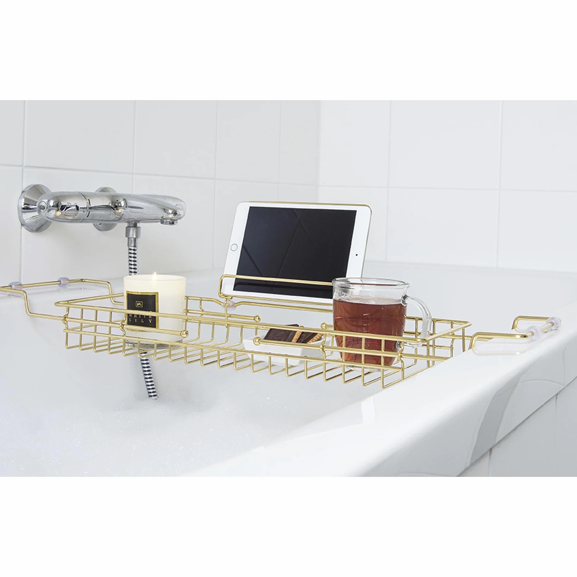 Present Time Pont de Baignoire Design métal Iglo - L. 61/86 cm - Doré