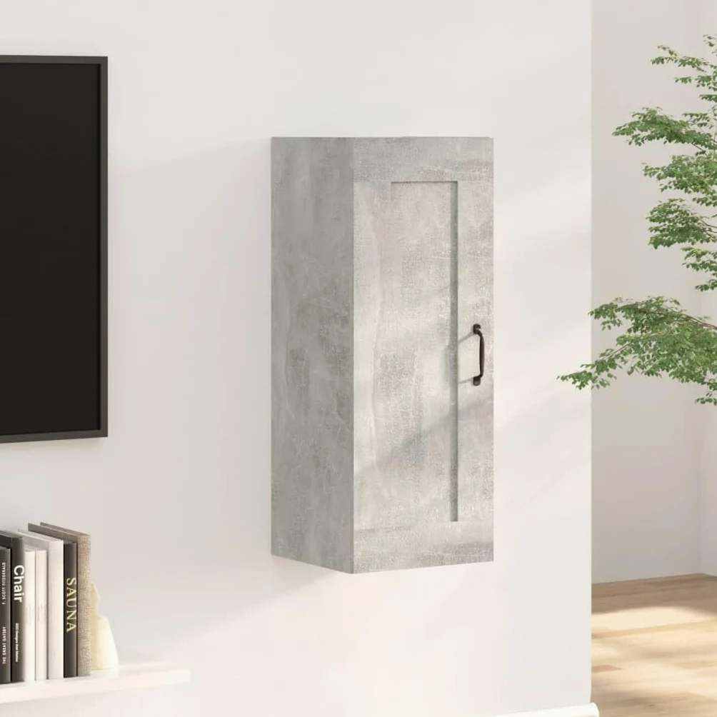 vidaXL Armoire Suspendue Meuble de Rangement Armoire Murale Meuble de Chambre à Coucher Salon Intérieur Gris Béton 35x34x90 cm Bois d'Ingénierie