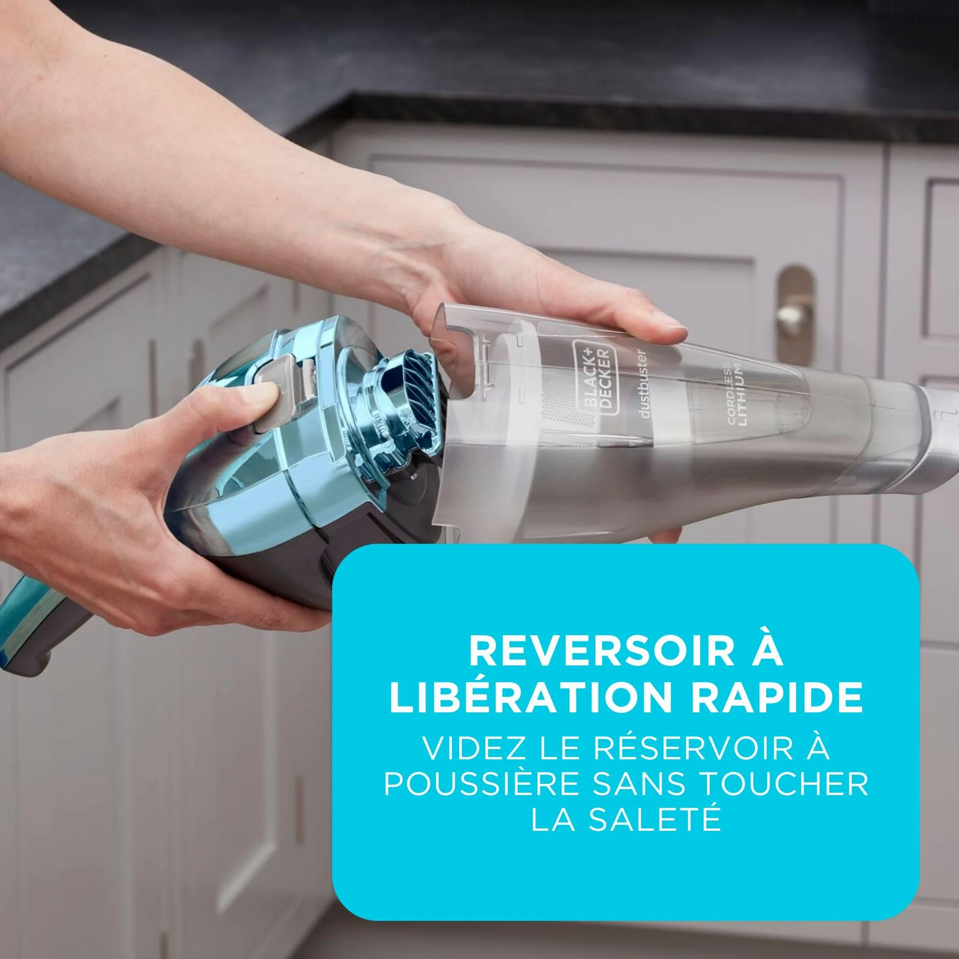 Black+Decker - Aspirateur à Main DUSTBUSTER - 7.2V (Batterie 2.0Ah) Aspirateur à Main sans Fil, Chromé, NVC220WBC-QW