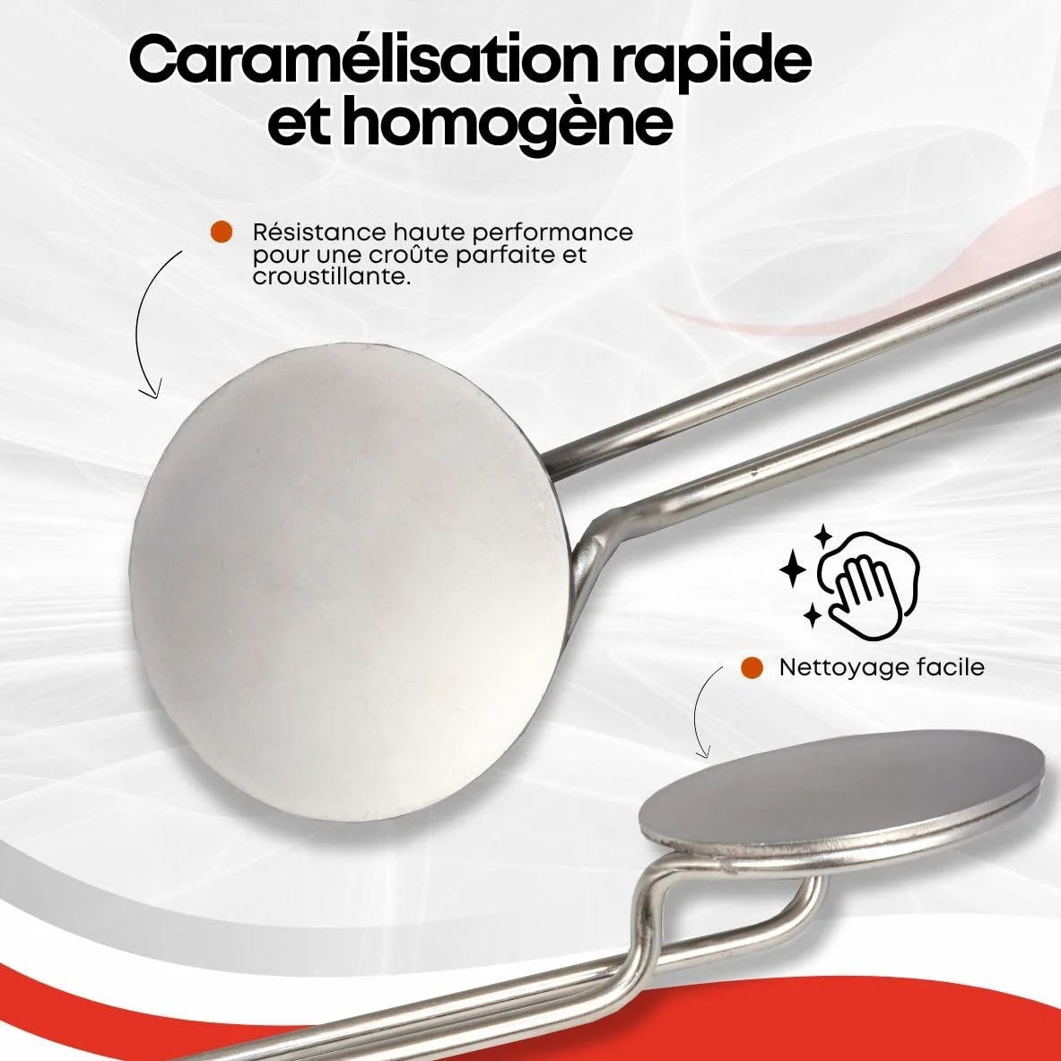 GOLDMAN SERVICE Brûleur à sucre électrique rond | 900 W en acier inoxydable | Pelle pour crème catalane et desserts | Pâtisserie professionnelle sans flamme